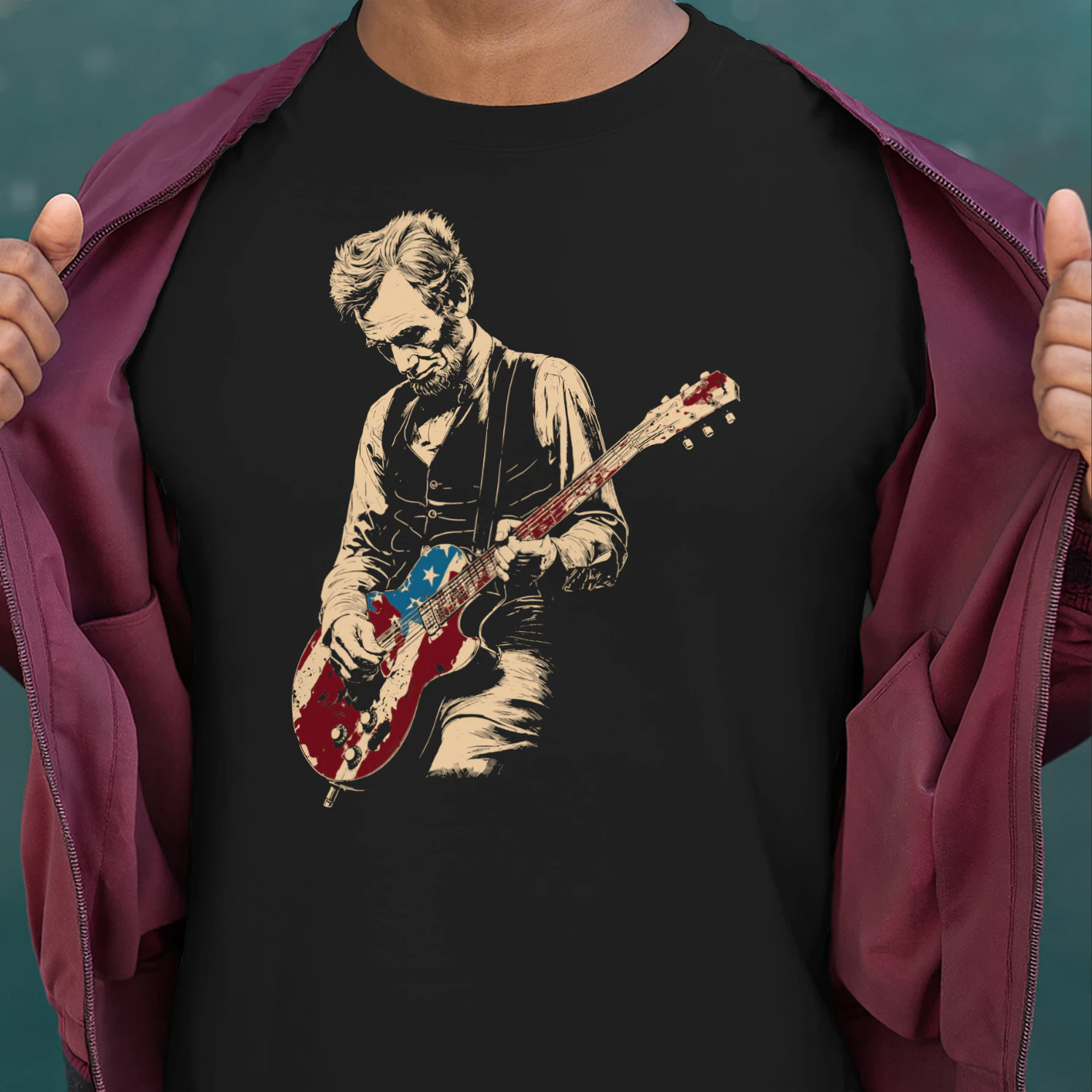 Funny Abe Lincoln Guitar Shirt Abraham Lincoln Vintage