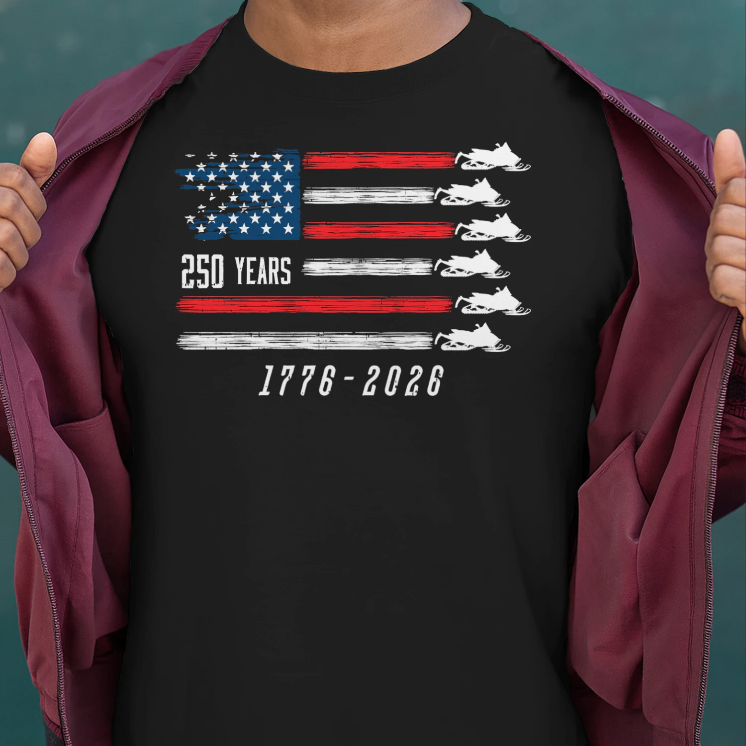 Snowmobile Sled US Flag 250 Years