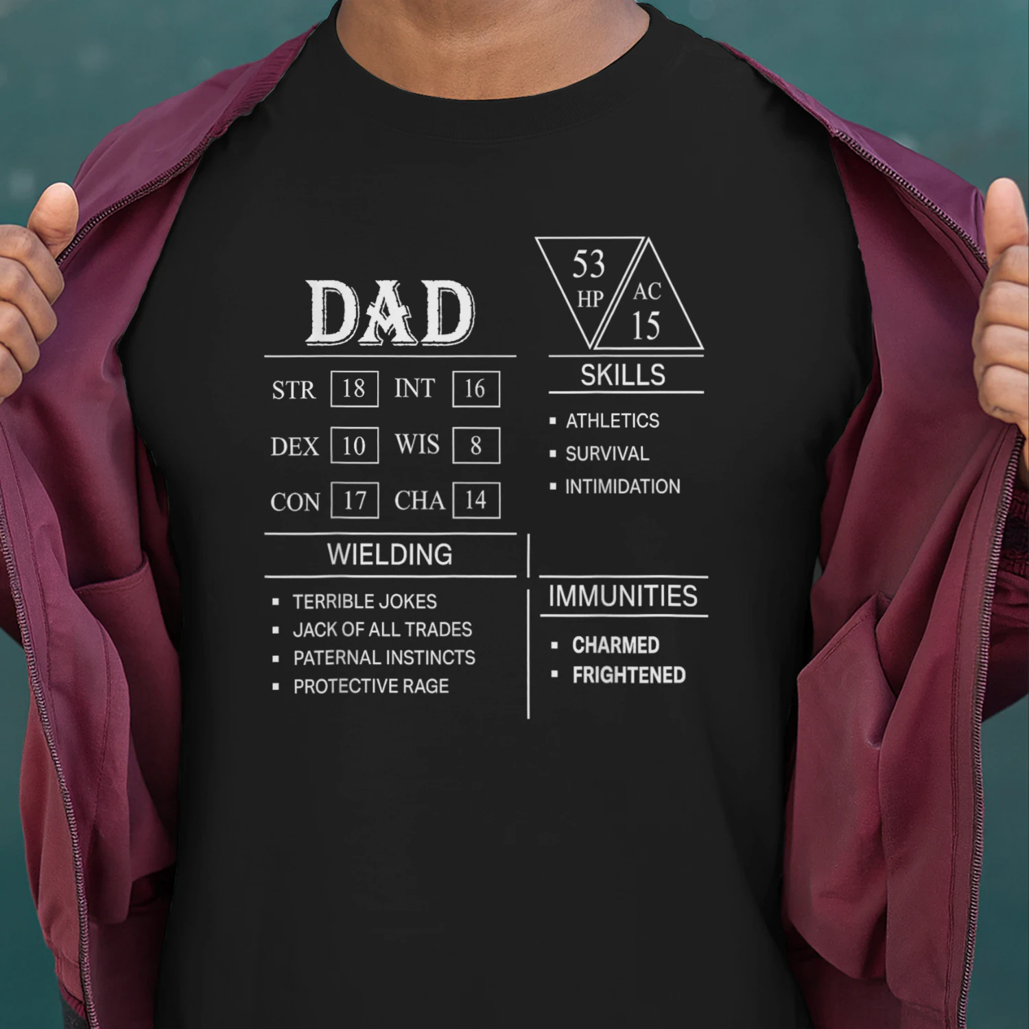Roleplaying Dice Gamer Dragon Dad Stat Skills Wielding