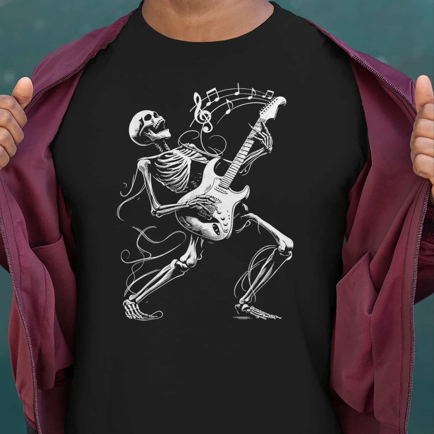Skeleton Playing Guitar Music Gifts for Men Women Rock Band