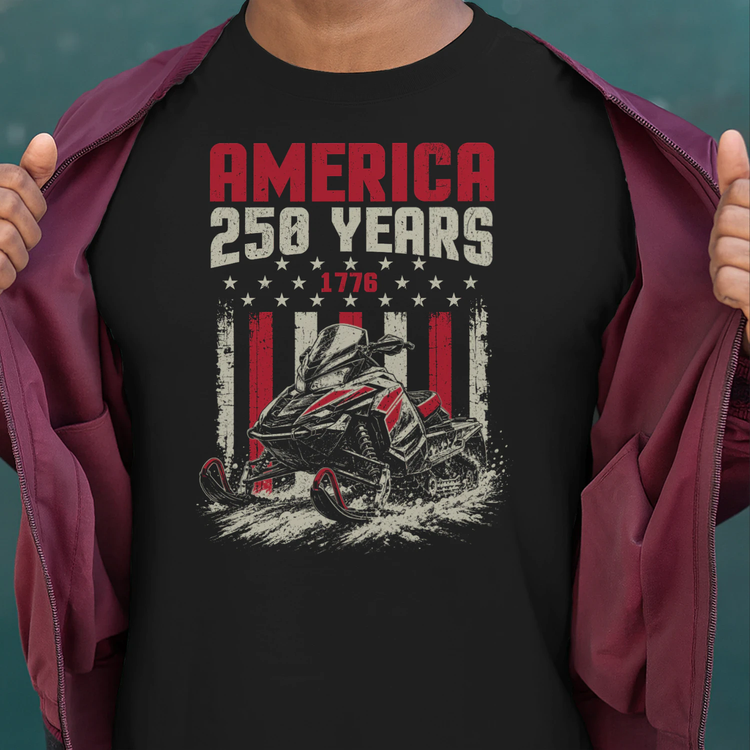Snowmobile Sled America 250 Years 1776