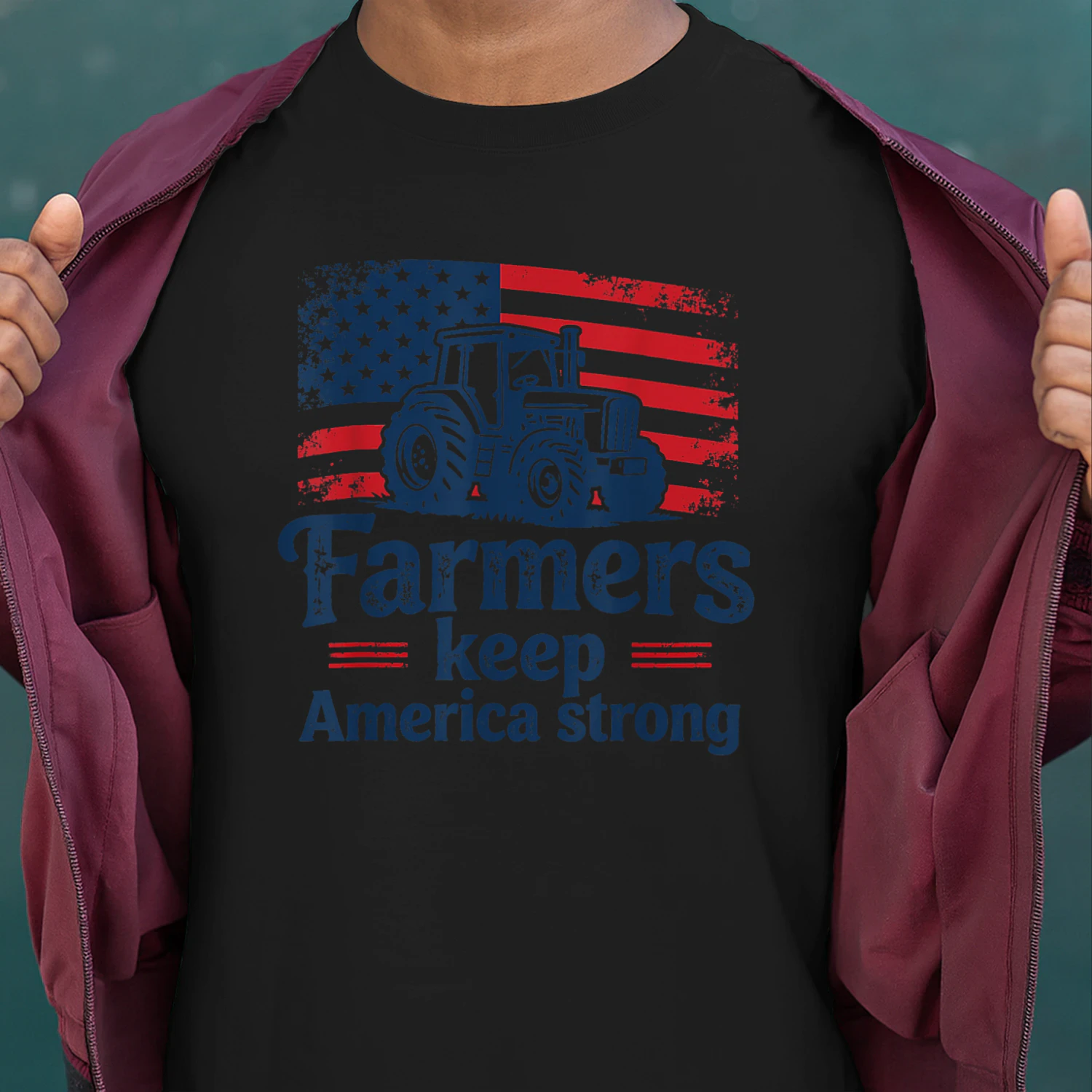 Patriotic American Farmer Tractor Farm Life USA Flag Farmer