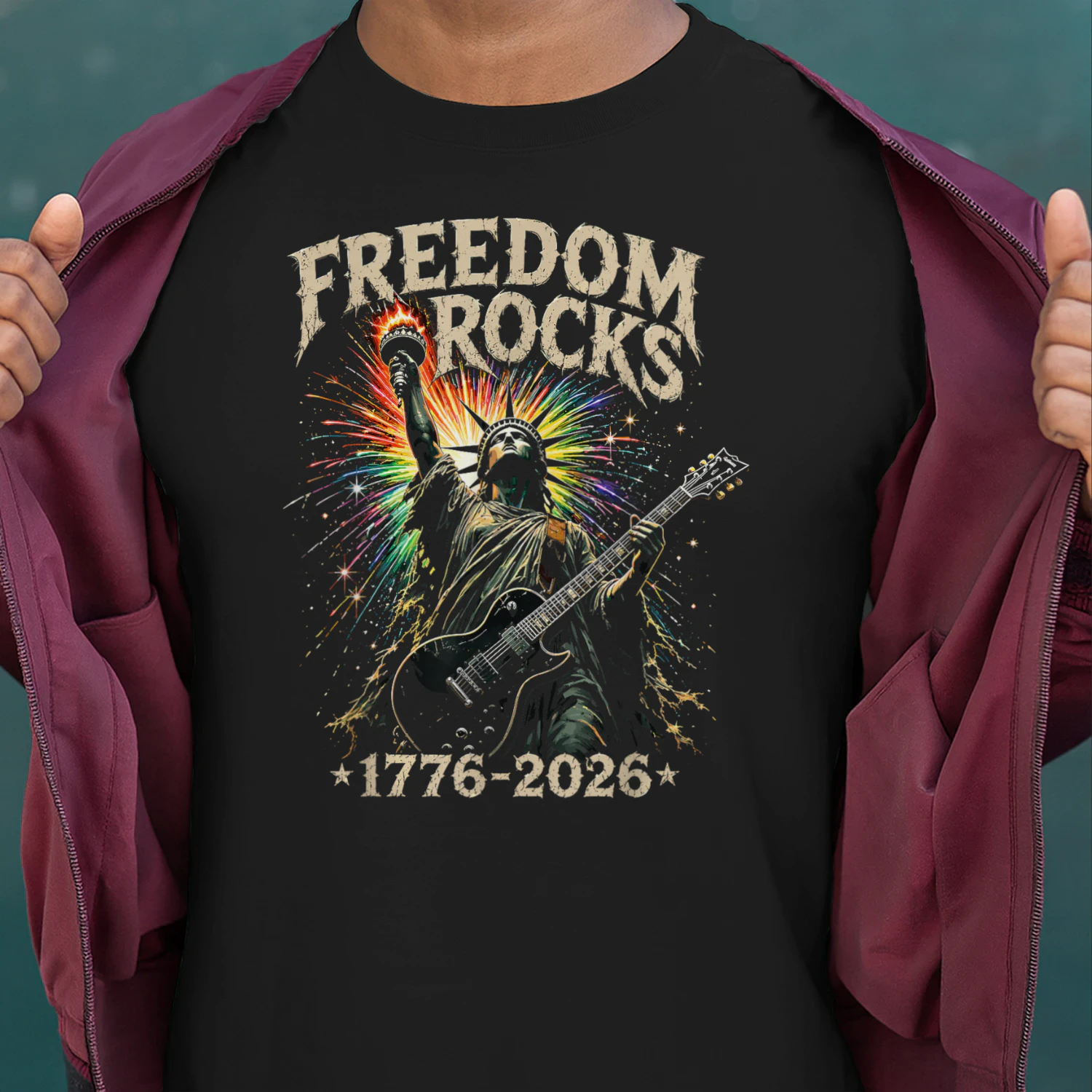 Freedom Rocks Statue of Liberty Guitar 1776-2026 250 Years