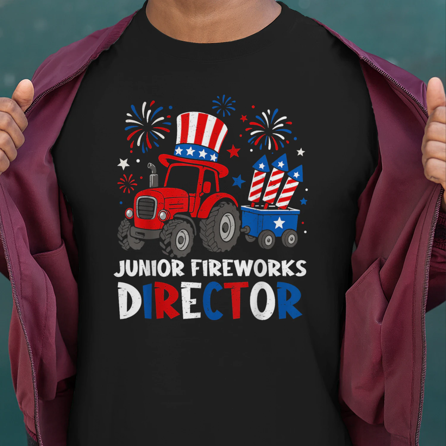 Junior Fireworks Director Tractor Fourth of July Boys Kids