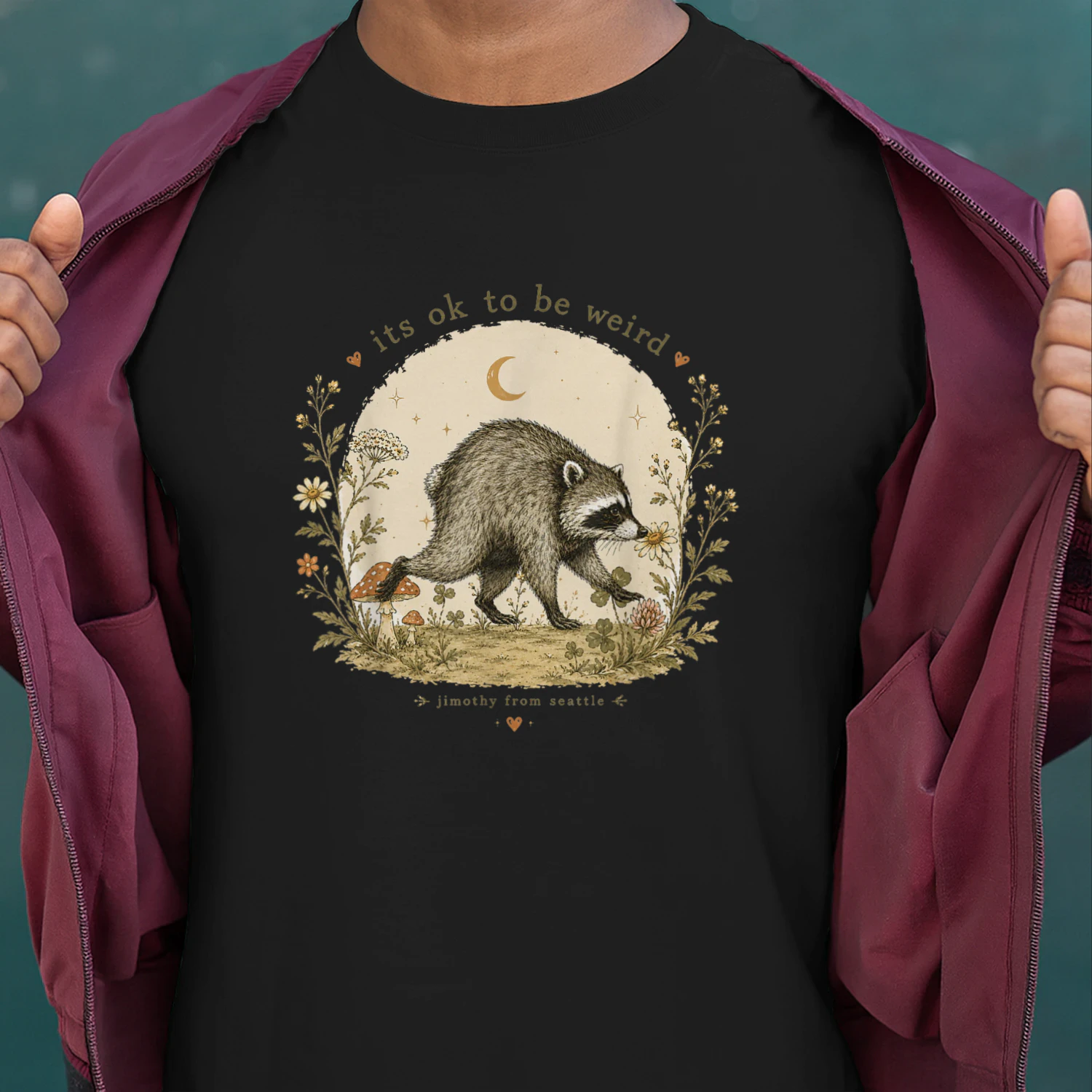 Funny Jimothy Raccoon Its OK to Be Weird Raccoon