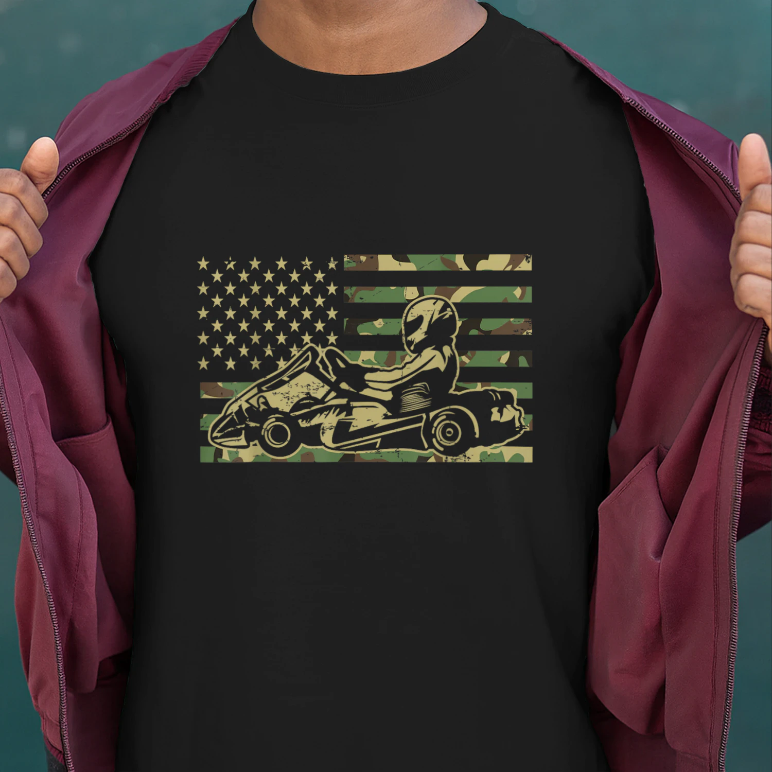 Camouflage Us Flag Go Kart Go-Kart Racing