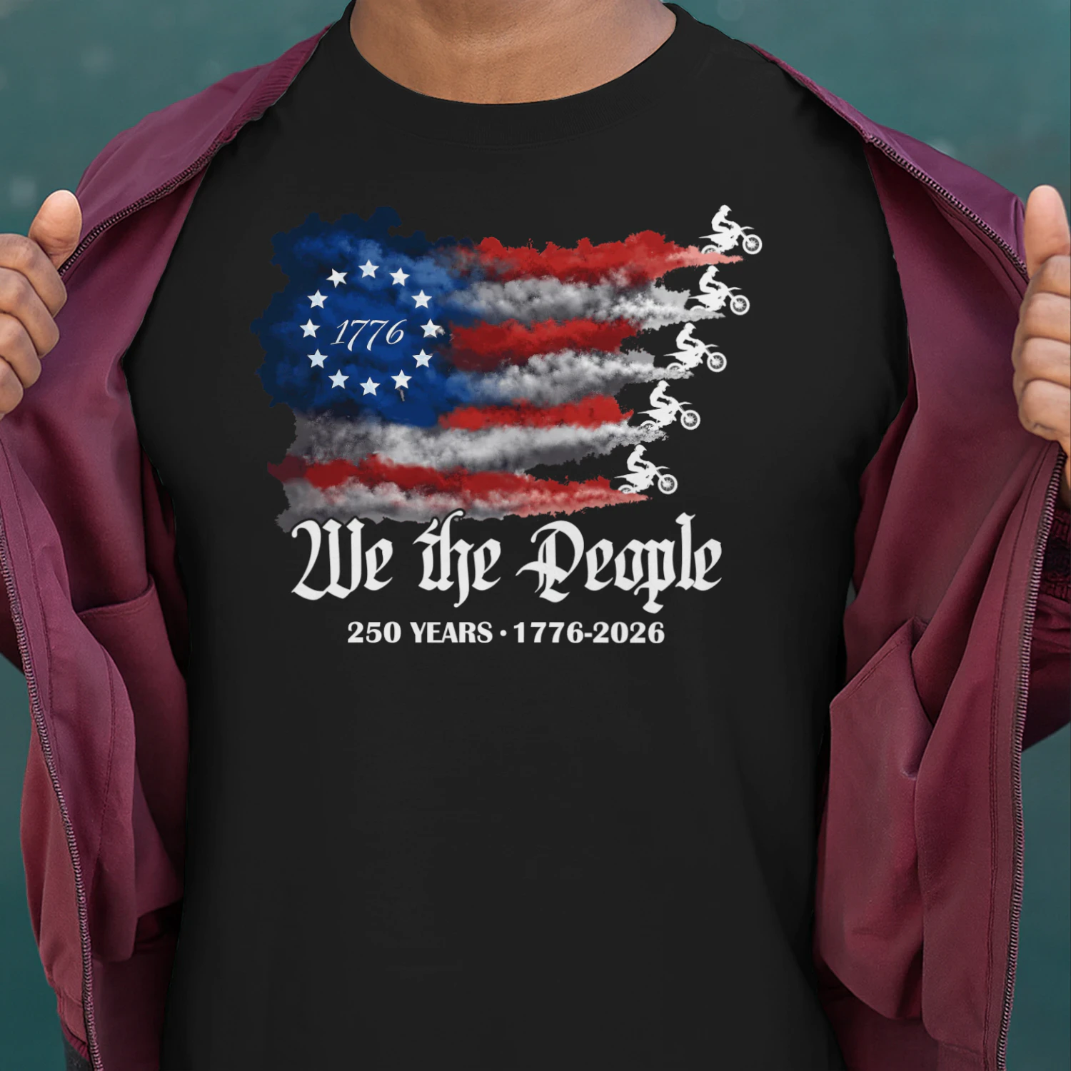 Dirt Bike Motocorss WE The People 250 Years US Flag
