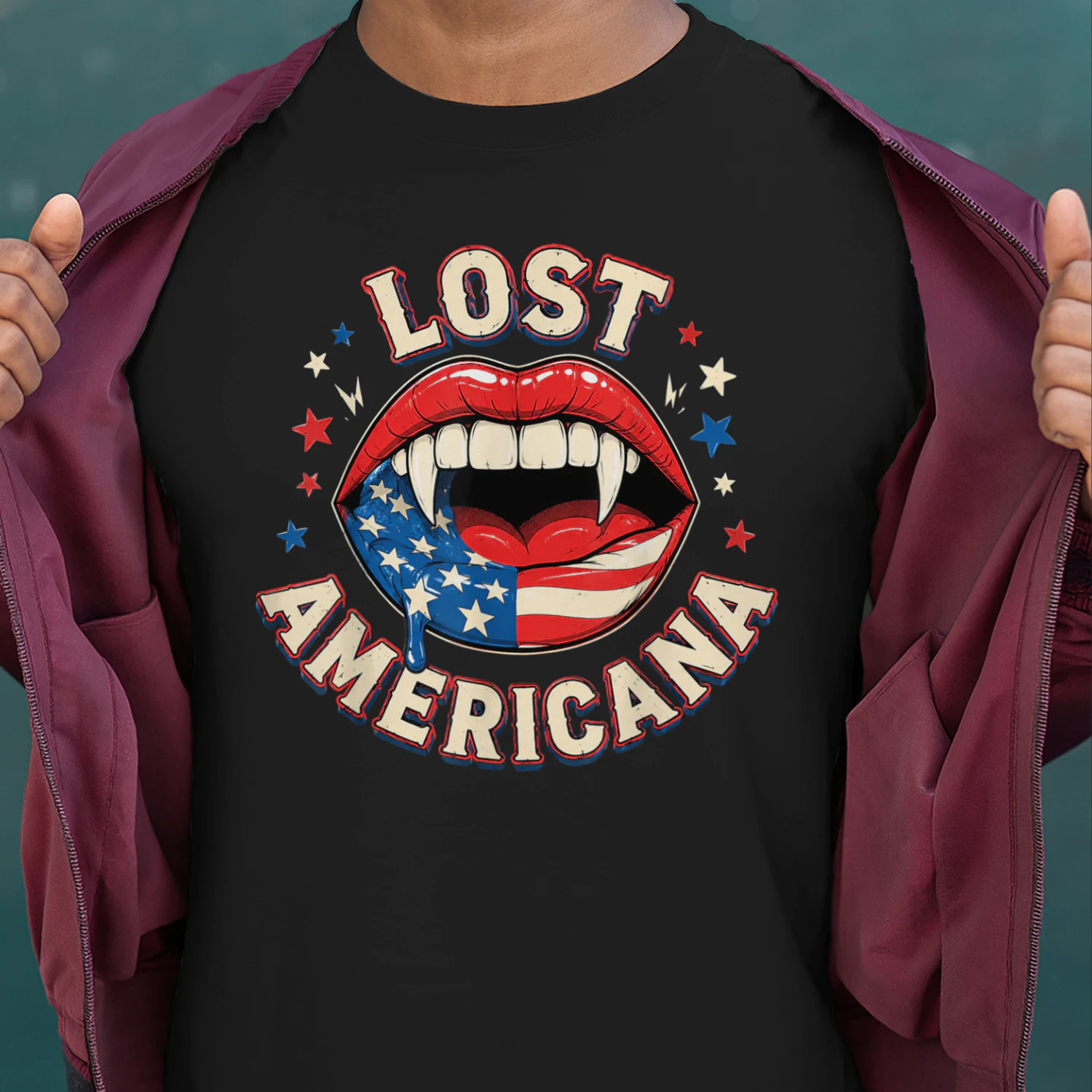 Lost Americana Vintage Vampire Patriotic Retro USA