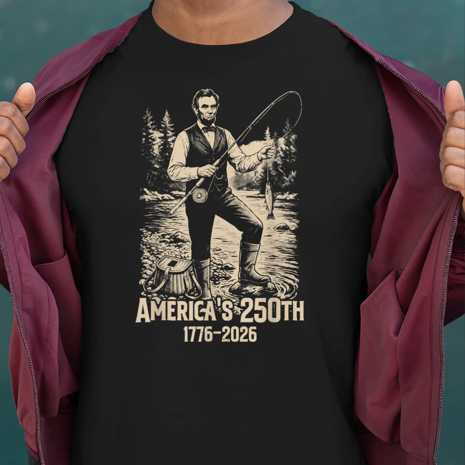 Abraham Lincoln Fishing Funny Retro Vintage Fisherman Meme