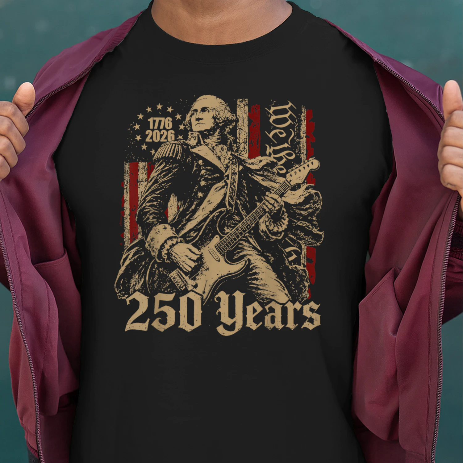 Vintage George Washington Playing Guitar 250 Years America