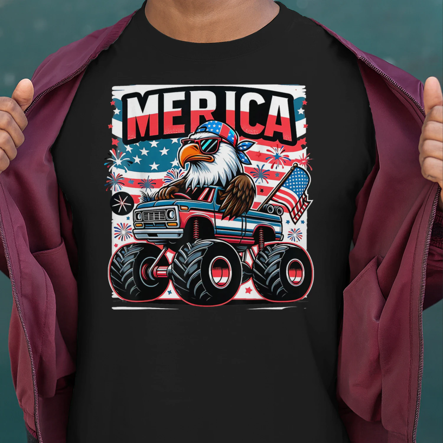 Merica 4th of July Shirts Boys Kids American Flag Eagle USA