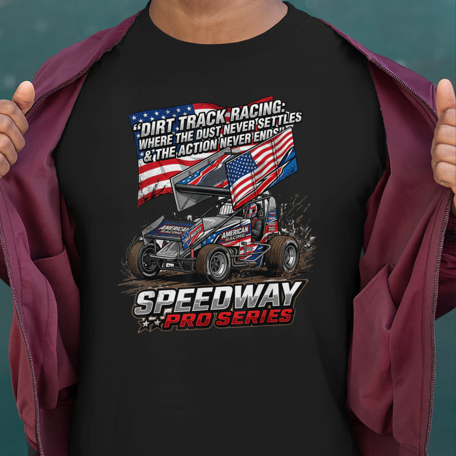 Sprint Car Dirt Track Racing Quote American Flag