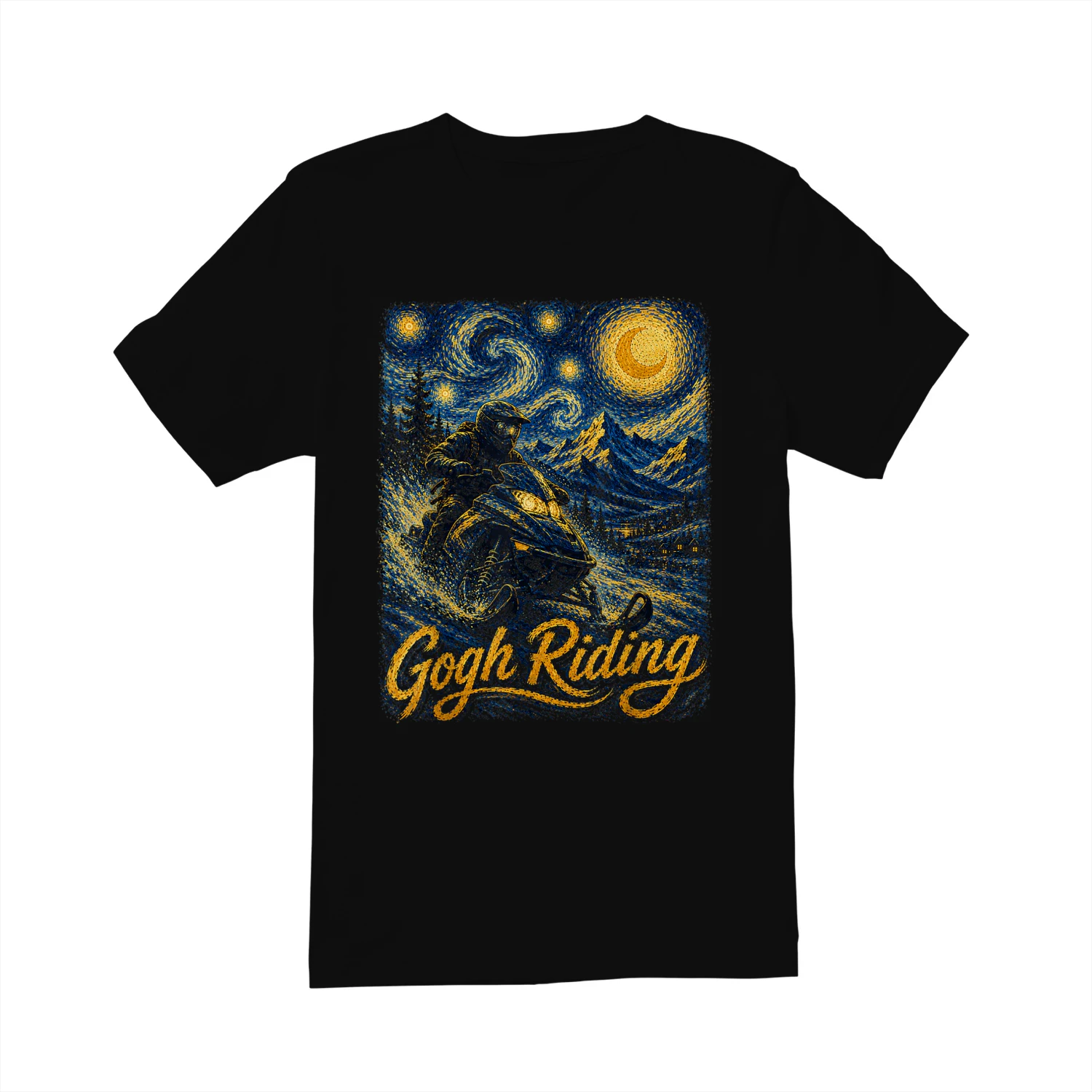 Snowmobile Gogh Riding Van Gogh Winter Art