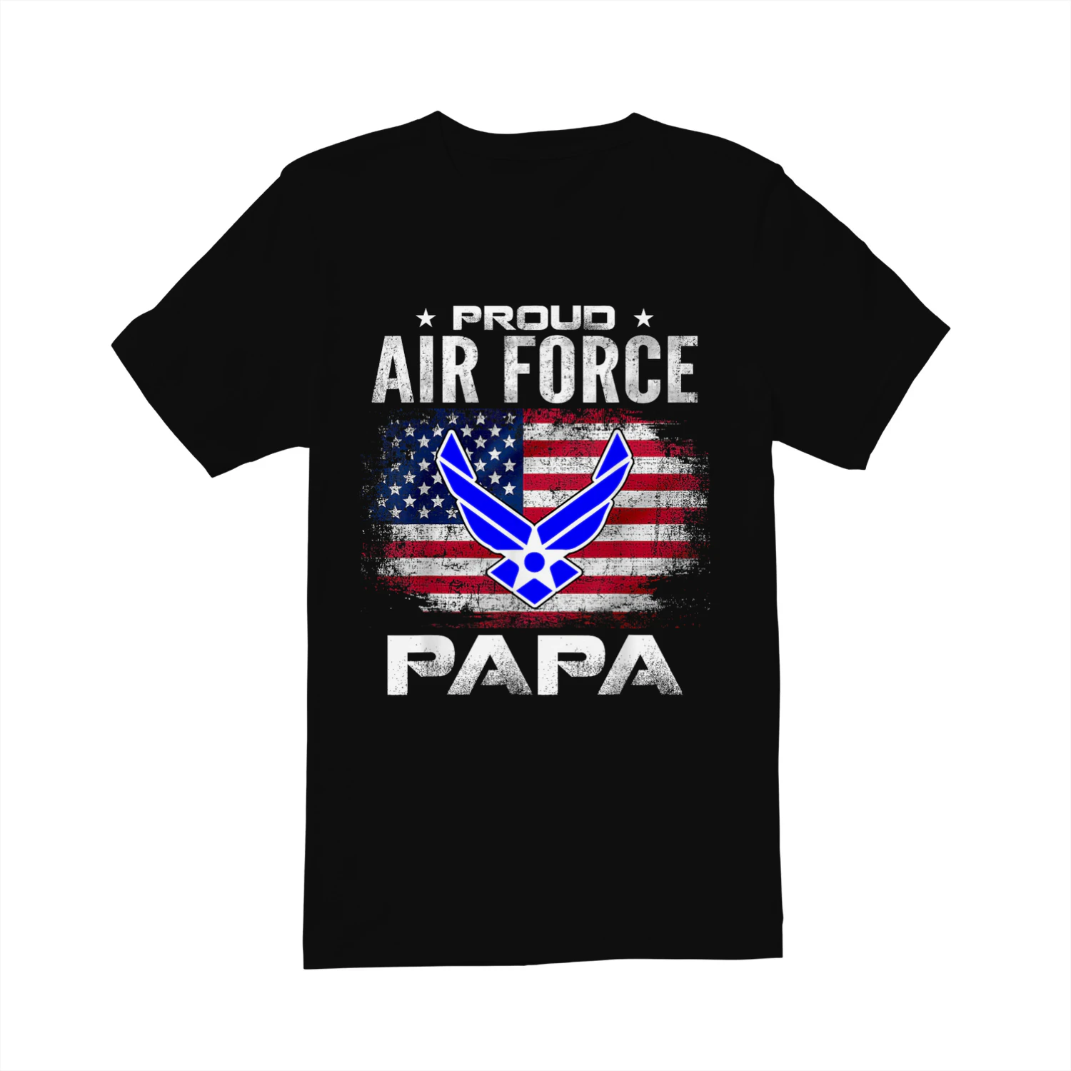 Proud Air Force Papa With American Flag Gift Veteran