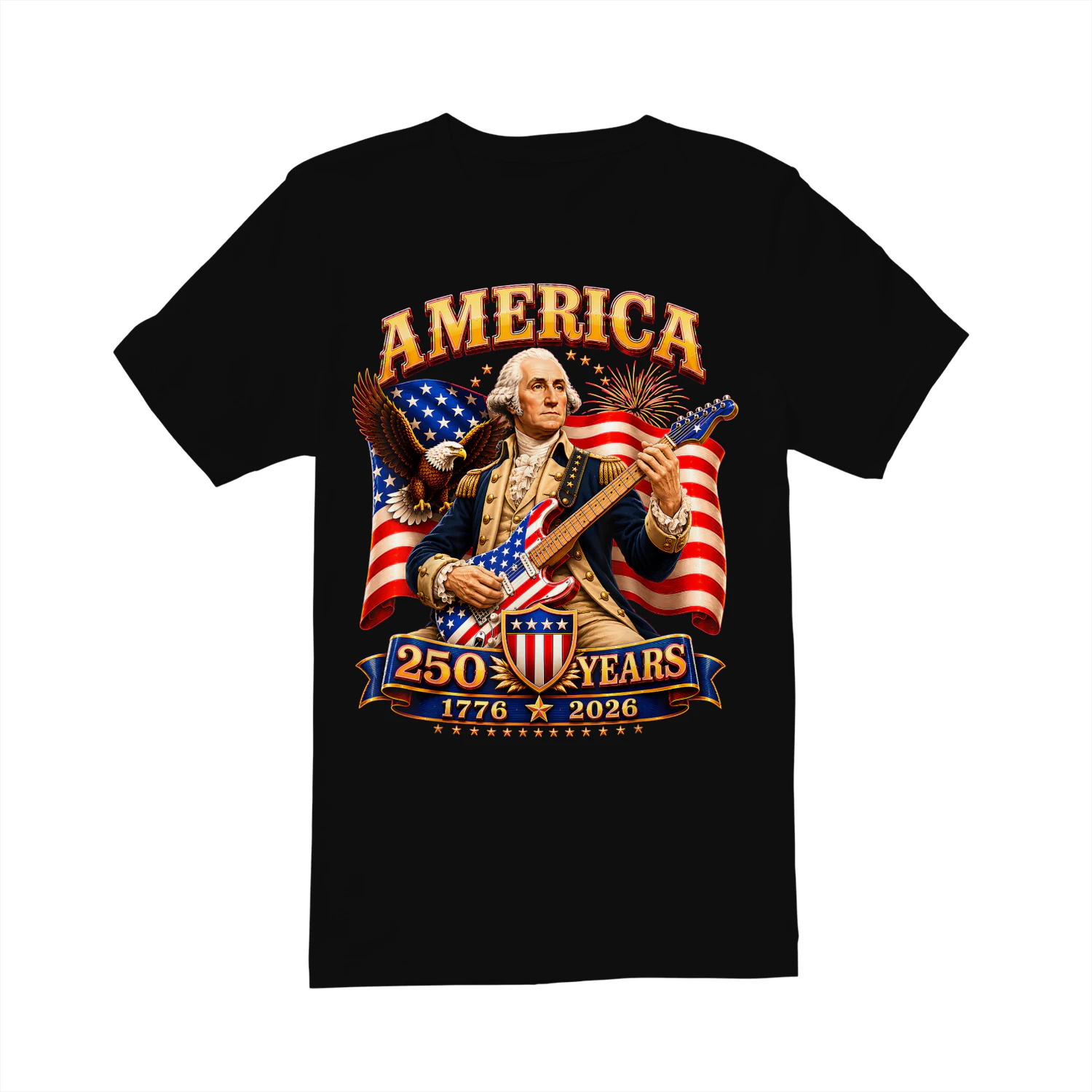 Vintage George Washington Playing Guitar 250 Years America