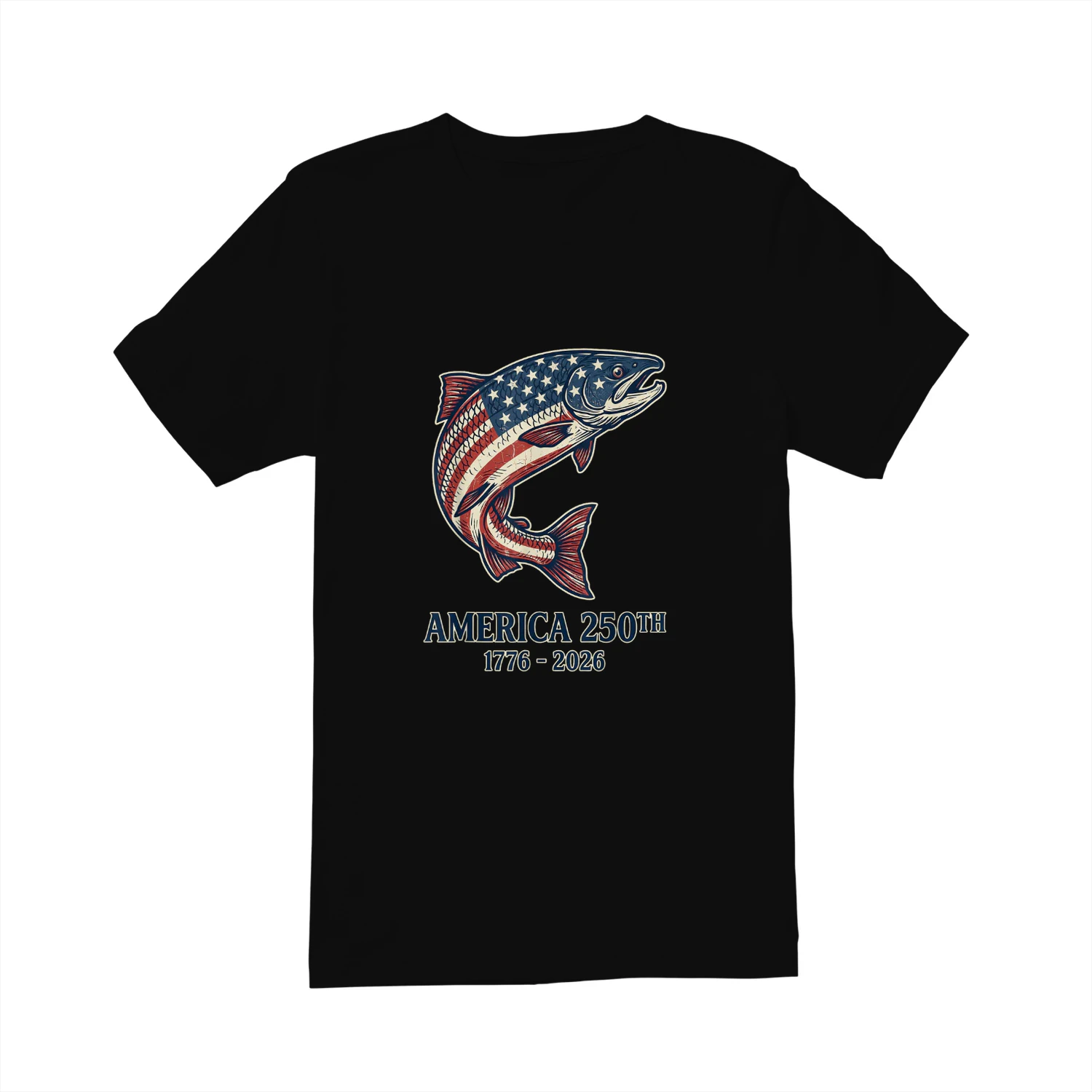 Patriotic Leaping Fish US Flag Salmon Graphic