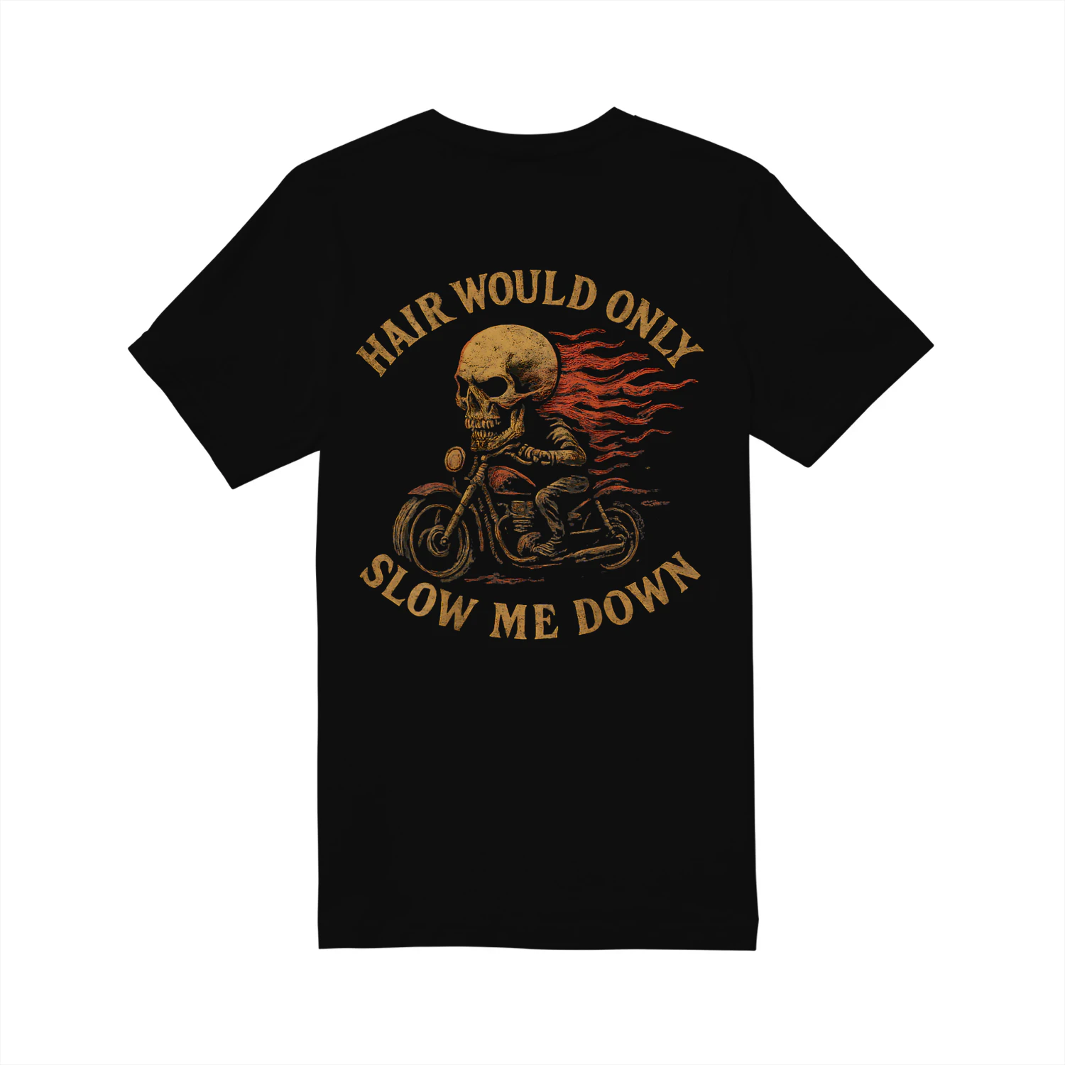 Bald Biker Skull Motorcycle Rider Funny Graphic