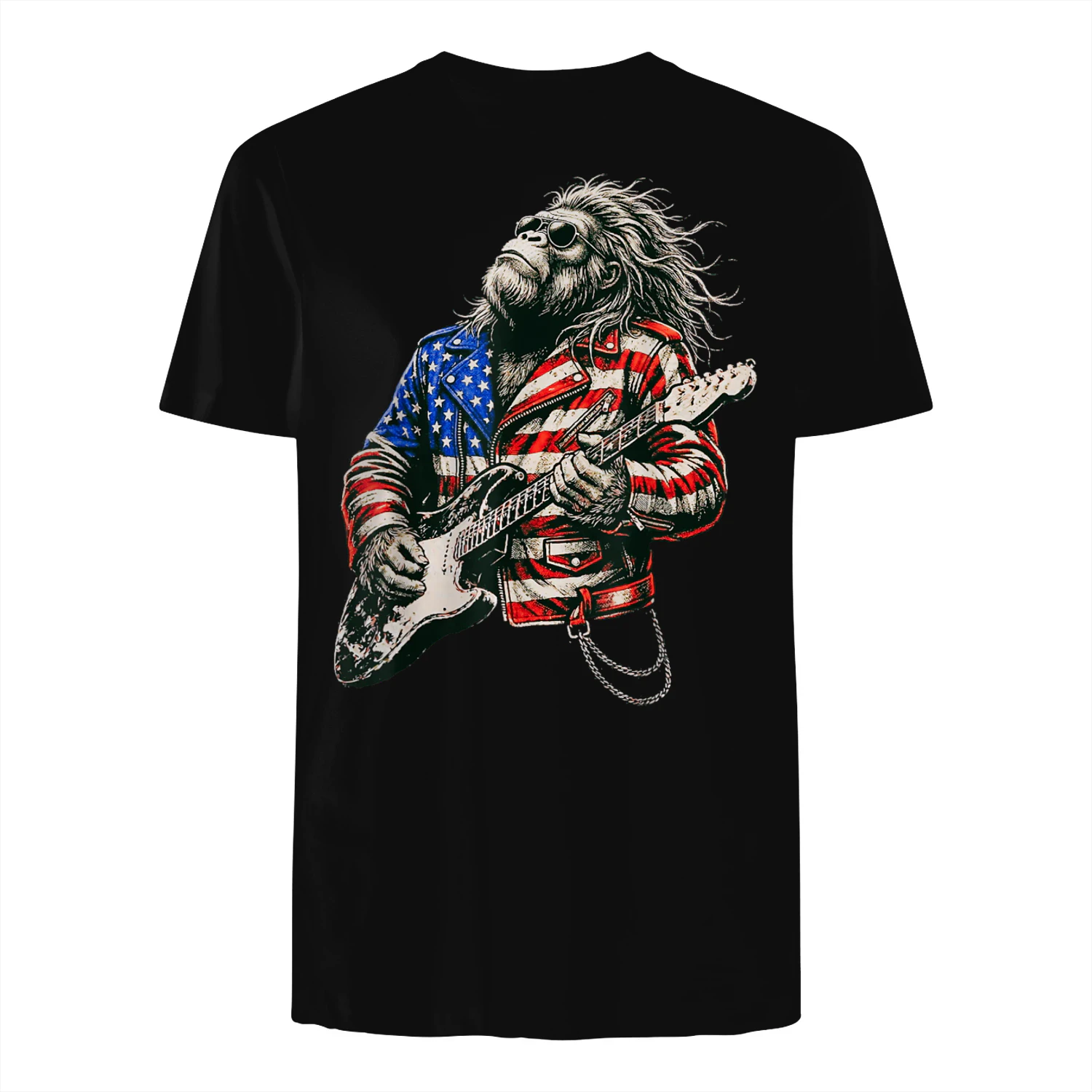 Vintage Guitar Playing Patriotic American Sasquatch