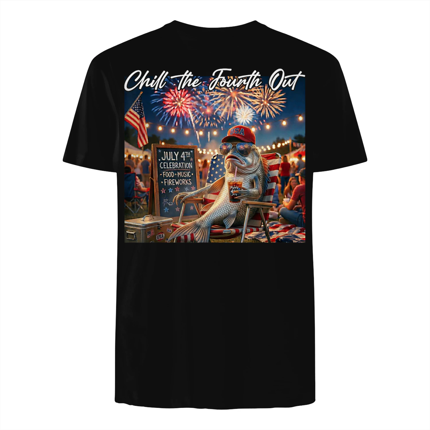 Chill The Fourth Out Funny Fish Ice Coffee 4th of July