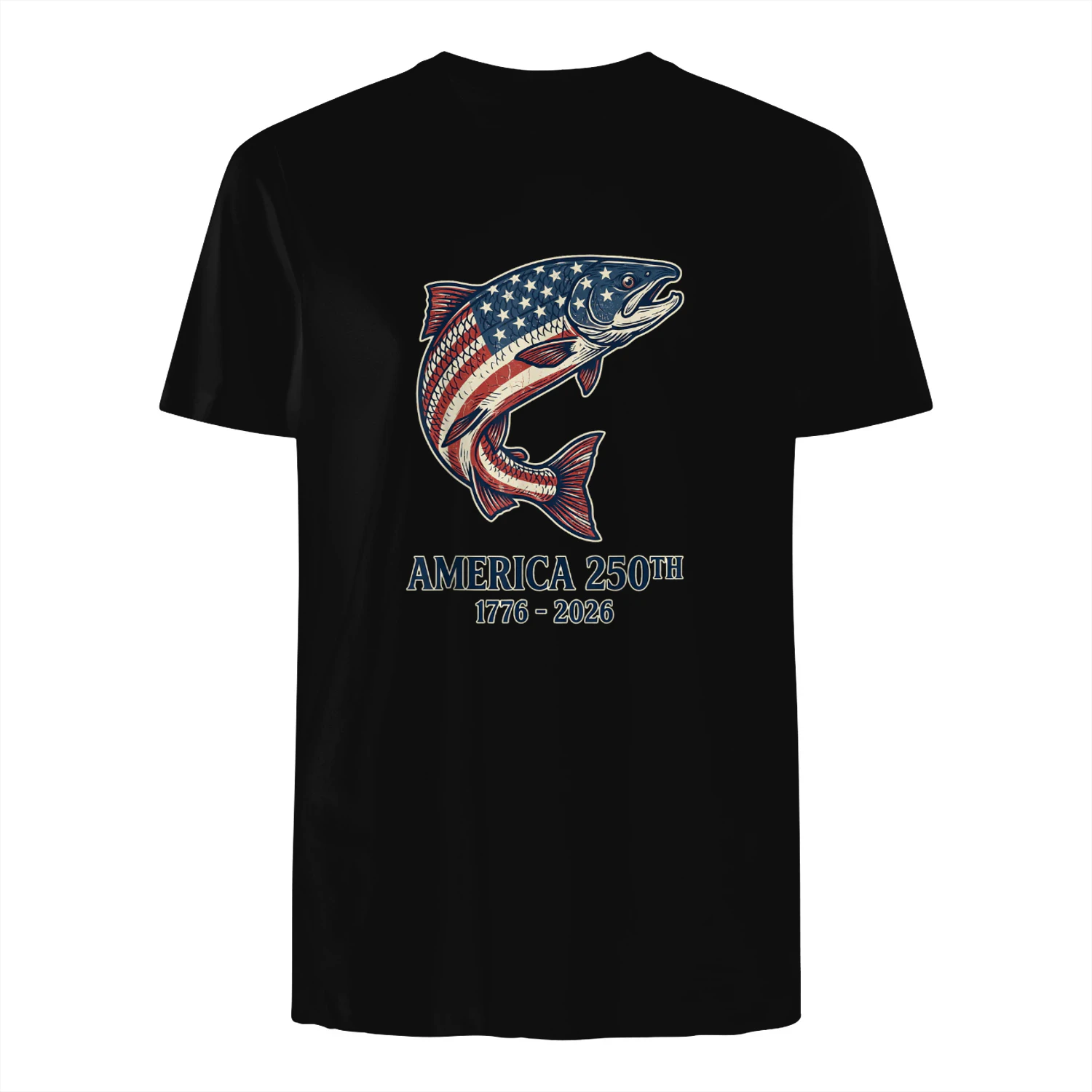 Patriotic Leaping Fish US Flag Salmon Graphic