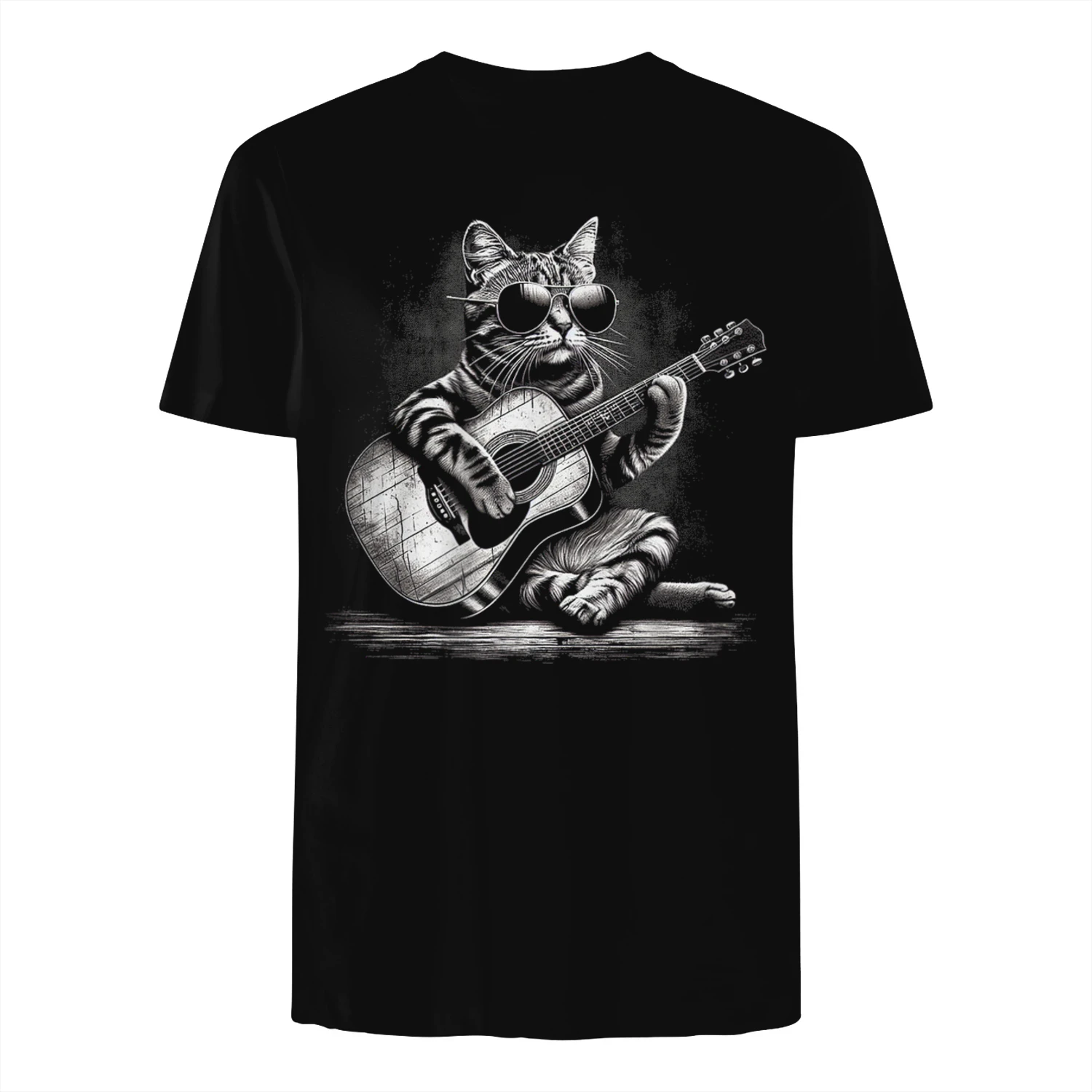 Whimsical Cat Playing Guitar Art