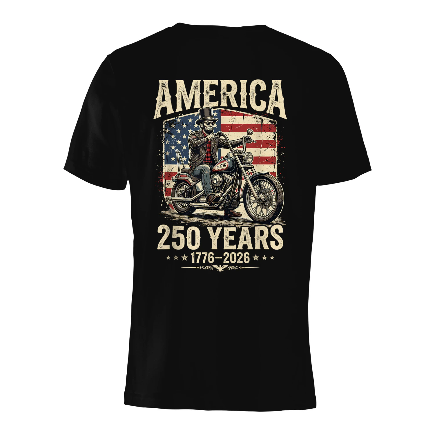 America 250 Years Freedom Abraham Lincoln Riding Motorcycle