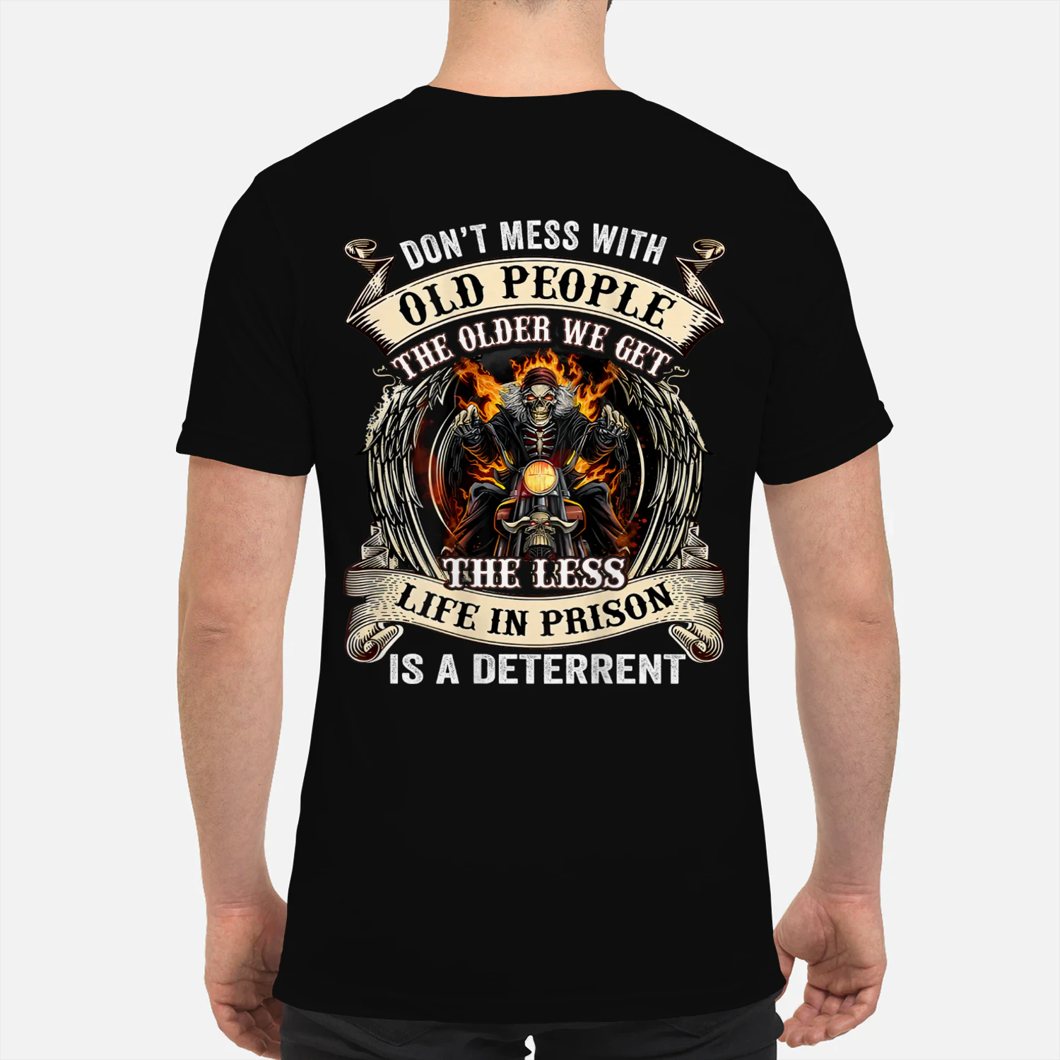 Don't Mess With Old People Skull Motorcycle Old
