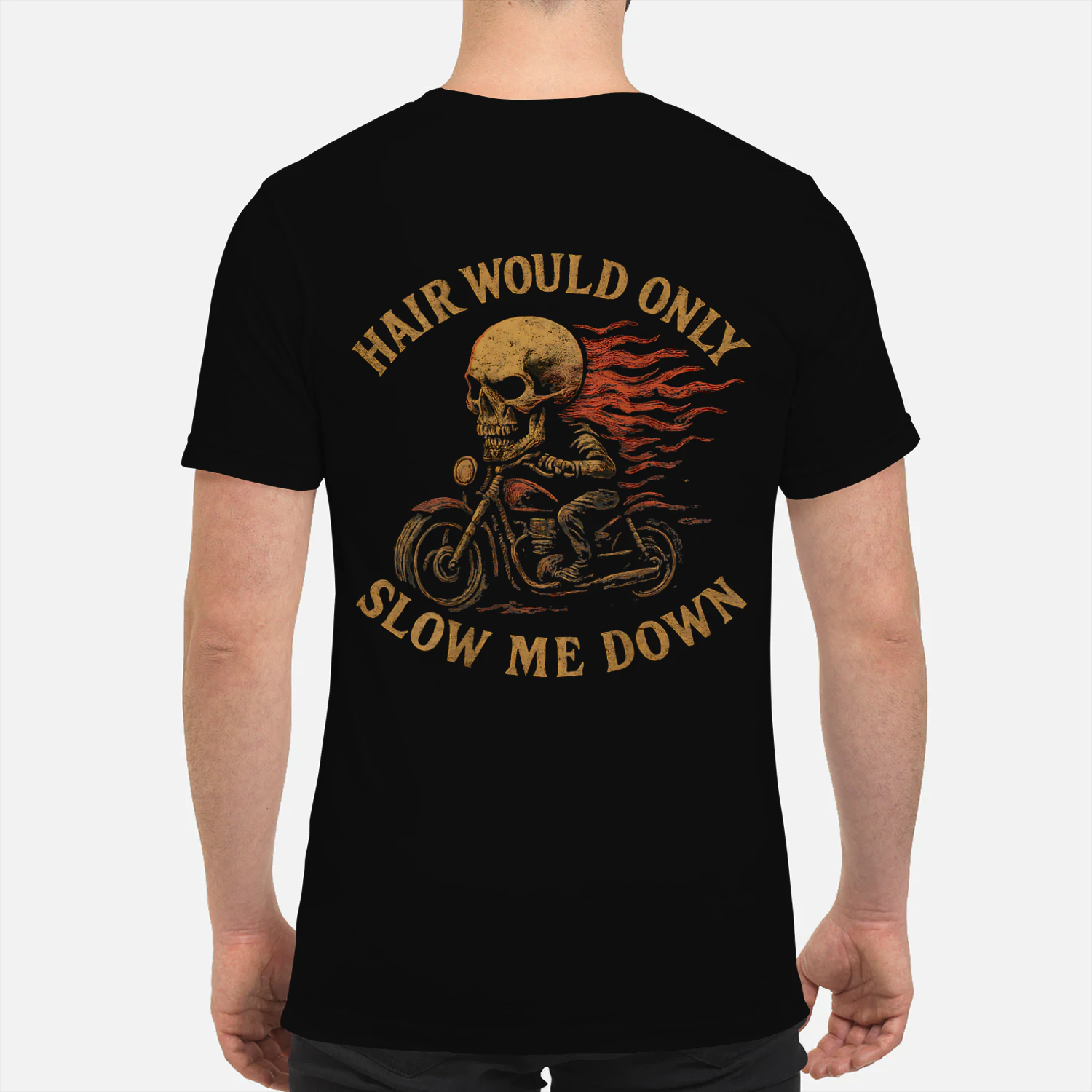Bald Biker Skull Motorcycle Rider Funny Graphic