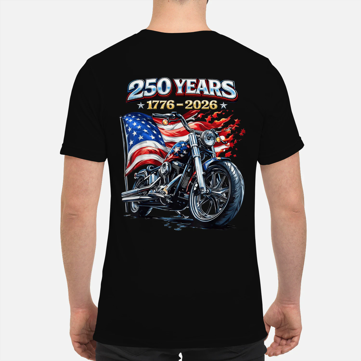 US Flag Motorcycle Biker 250 Years American Anniversary