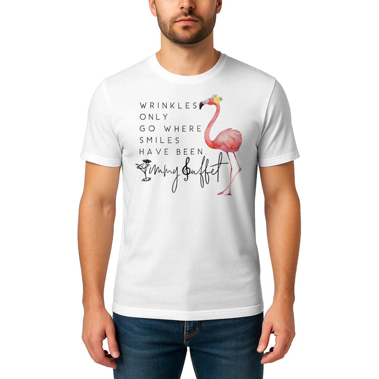 Vintage Wrinkles Only Go Where Smiles HaveBeen Cute Flamingo