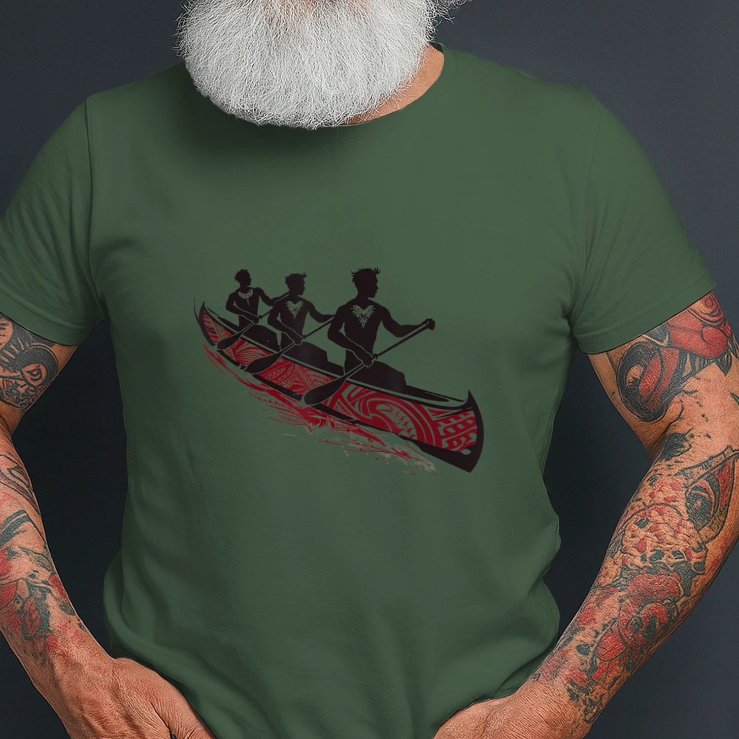 Tribal Hawaiian Outrigger Canoe Shirt - Hawaiian