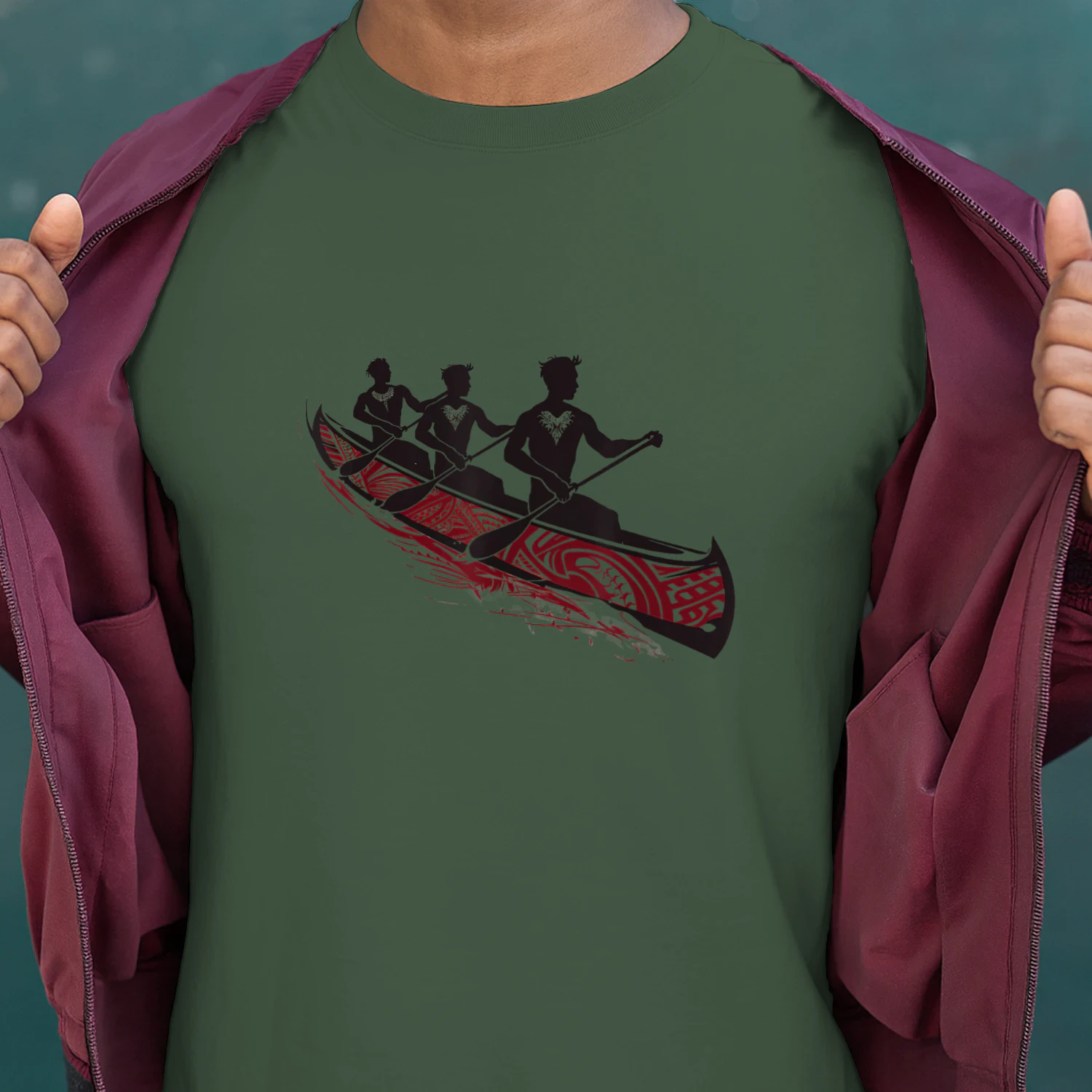 Tribal Hawaiian Outrigger Canoe Shirt - Hawaiian