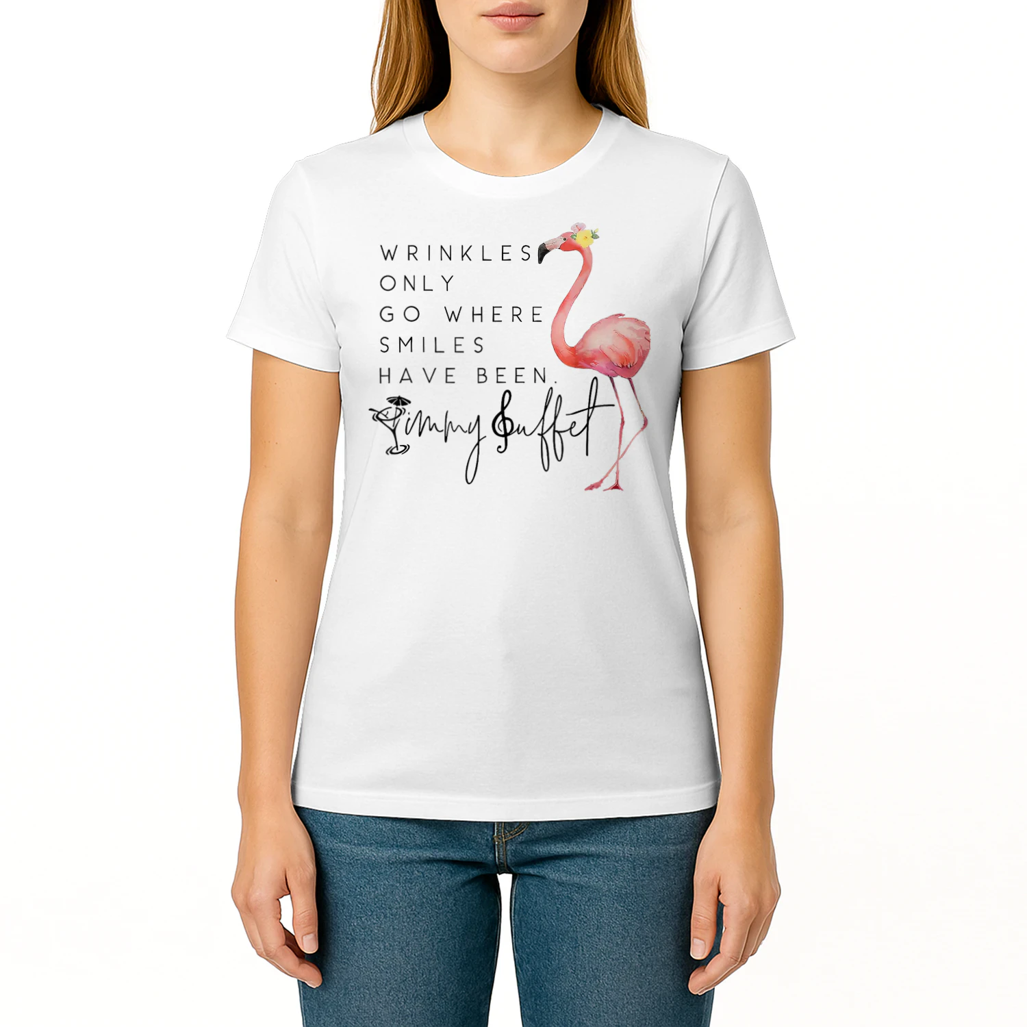 Vintage Wrinkles Only Go Where Smiles HaveBeen Cute Flamingo