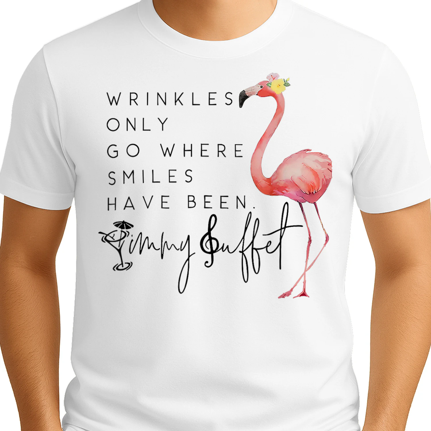 Vintage Wrinkles Only Go Where Smiles HaveBeen Cute Flamingo