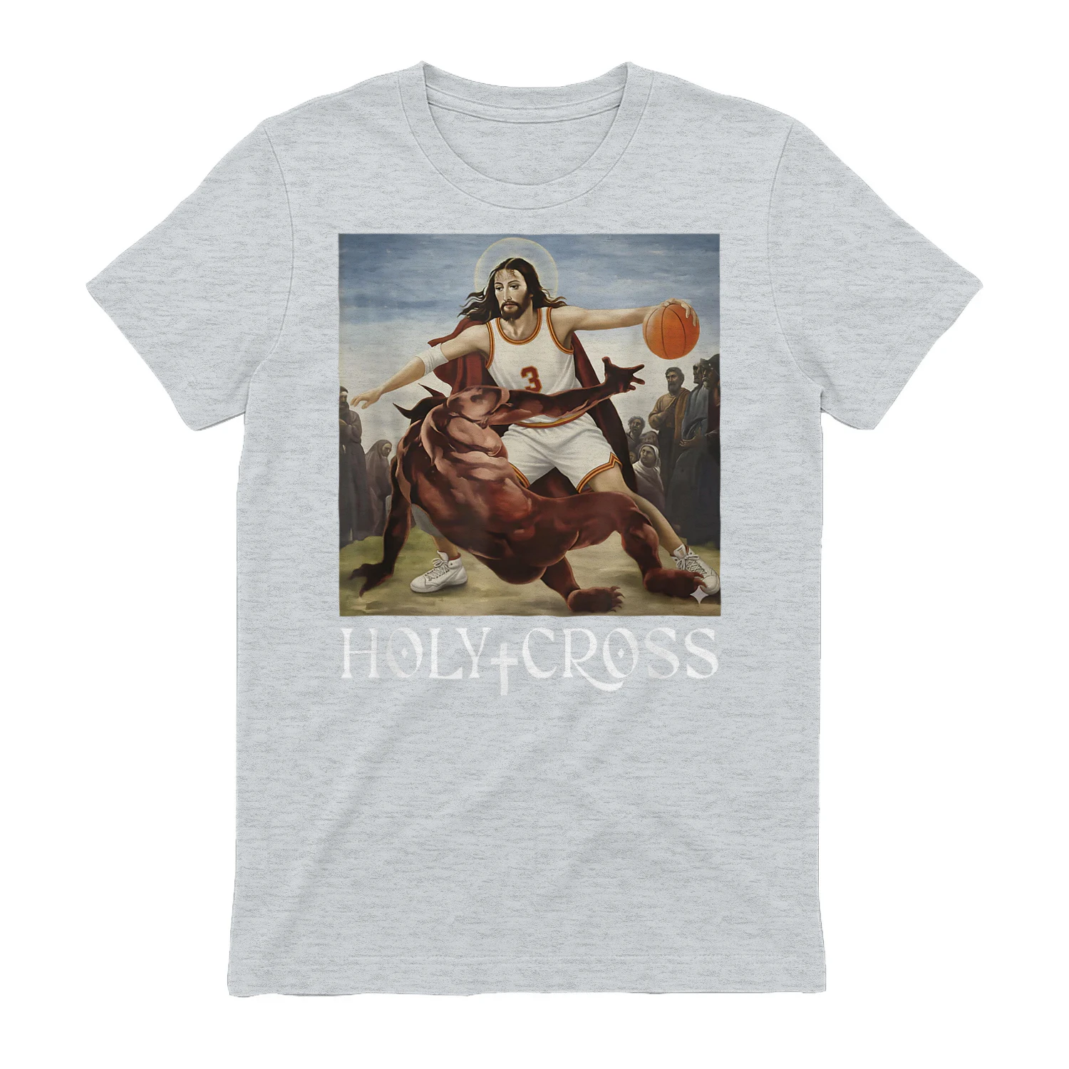 Funny Holy Cross Jesus Crossing Satan Basketball Christian