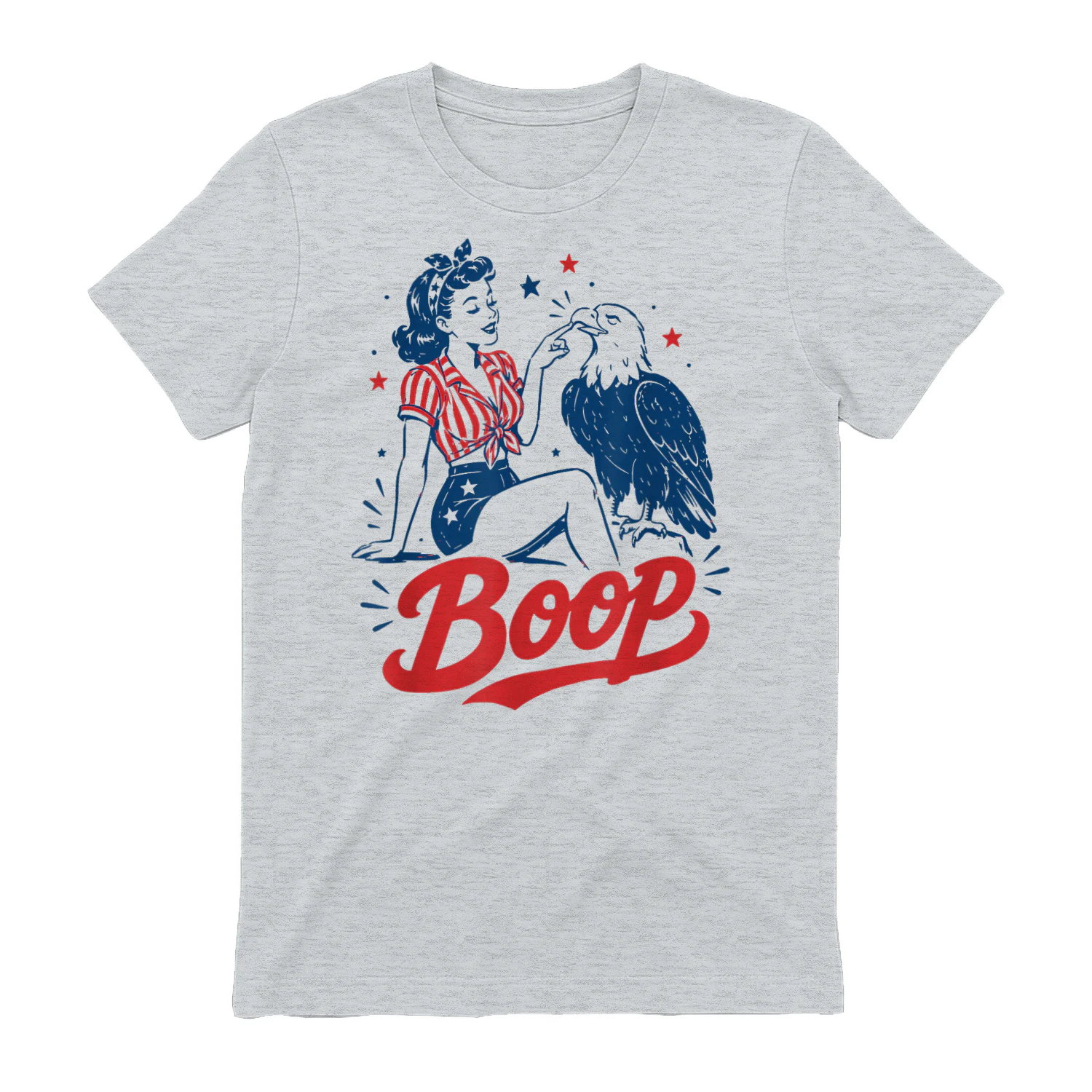 Boop Vintage USA Girl and Eagle Funny Patriotic Retro Art