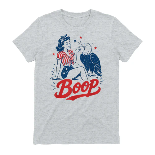 Boop Vintage USA Girl and Eagle Funny Patriotic Retro Art