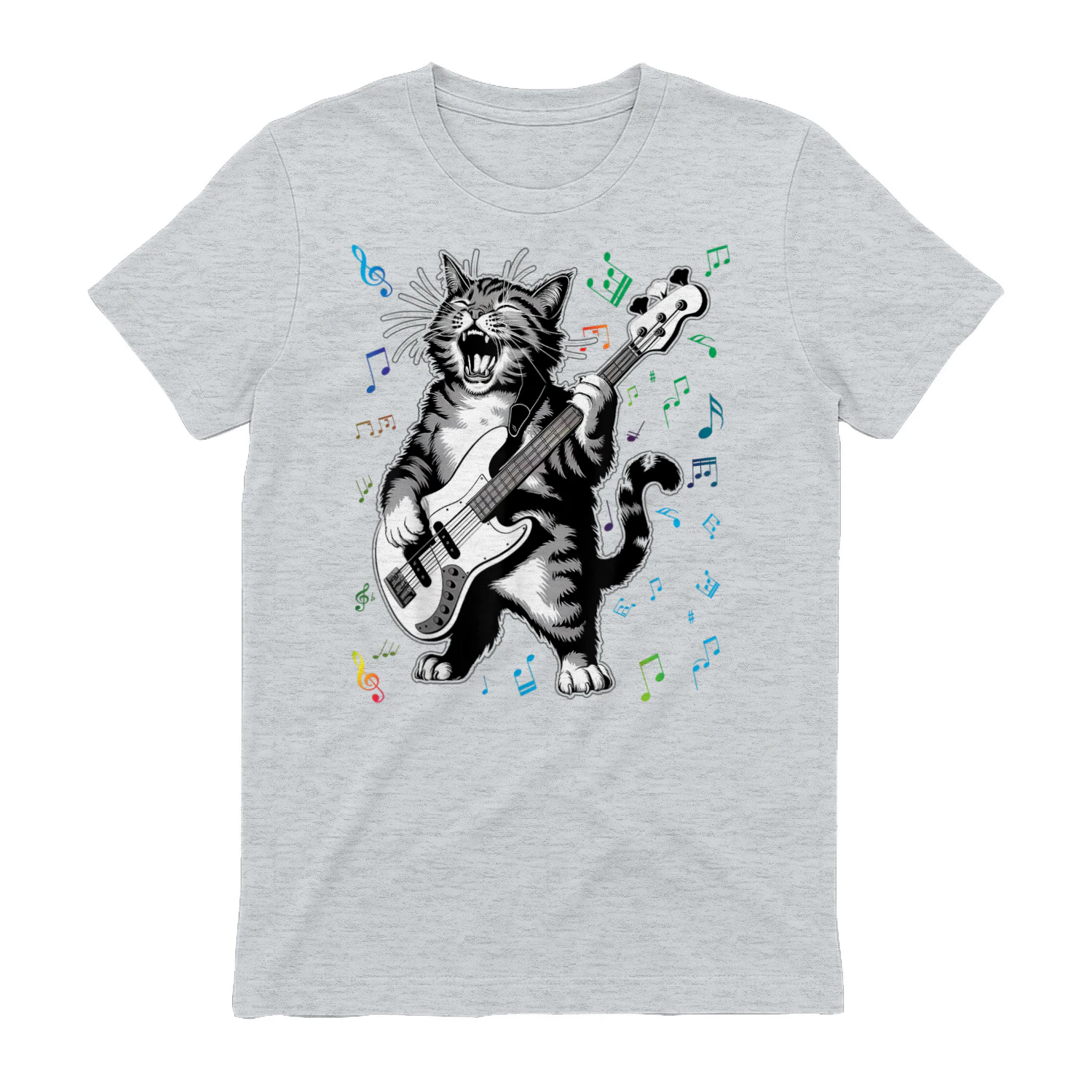 Cat Playing Bass Guitar for Men Animal Playing Guitar