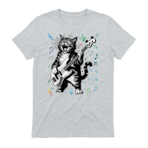 Cat Playing Bass Guitar for Men Animal Playing Guitar