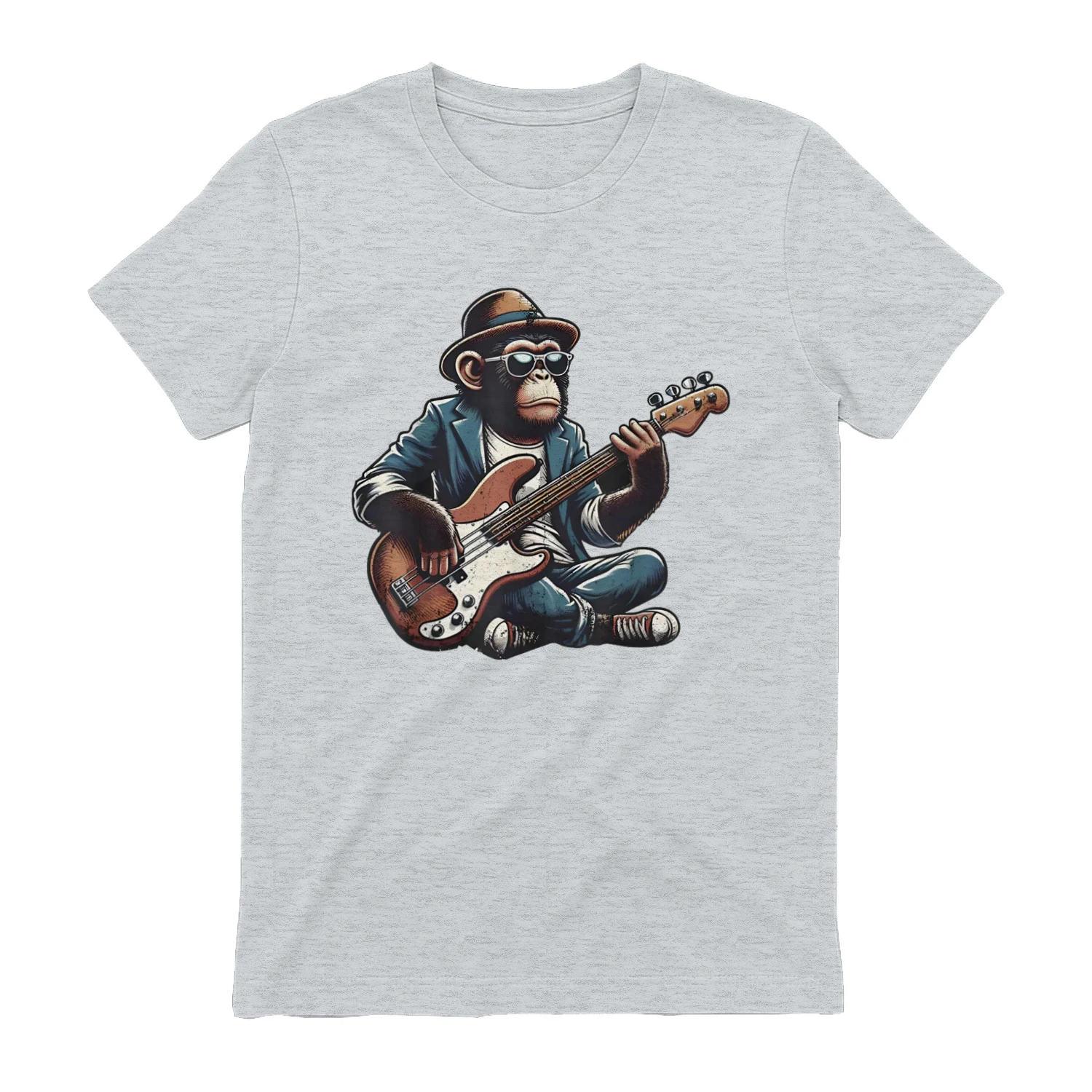 Funny Chimpanzee Playing Electric Bass Guitar Funky Monkey