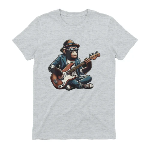Funny Chimpanzee Playing Electric Bass Guitar Funky Monkey