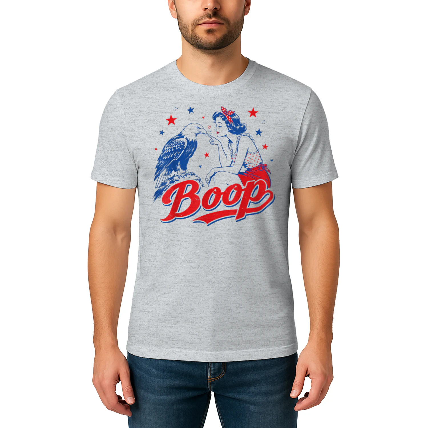 Funny Hand Boop Nose Girl Eagle Funny Patriotic 4th of July