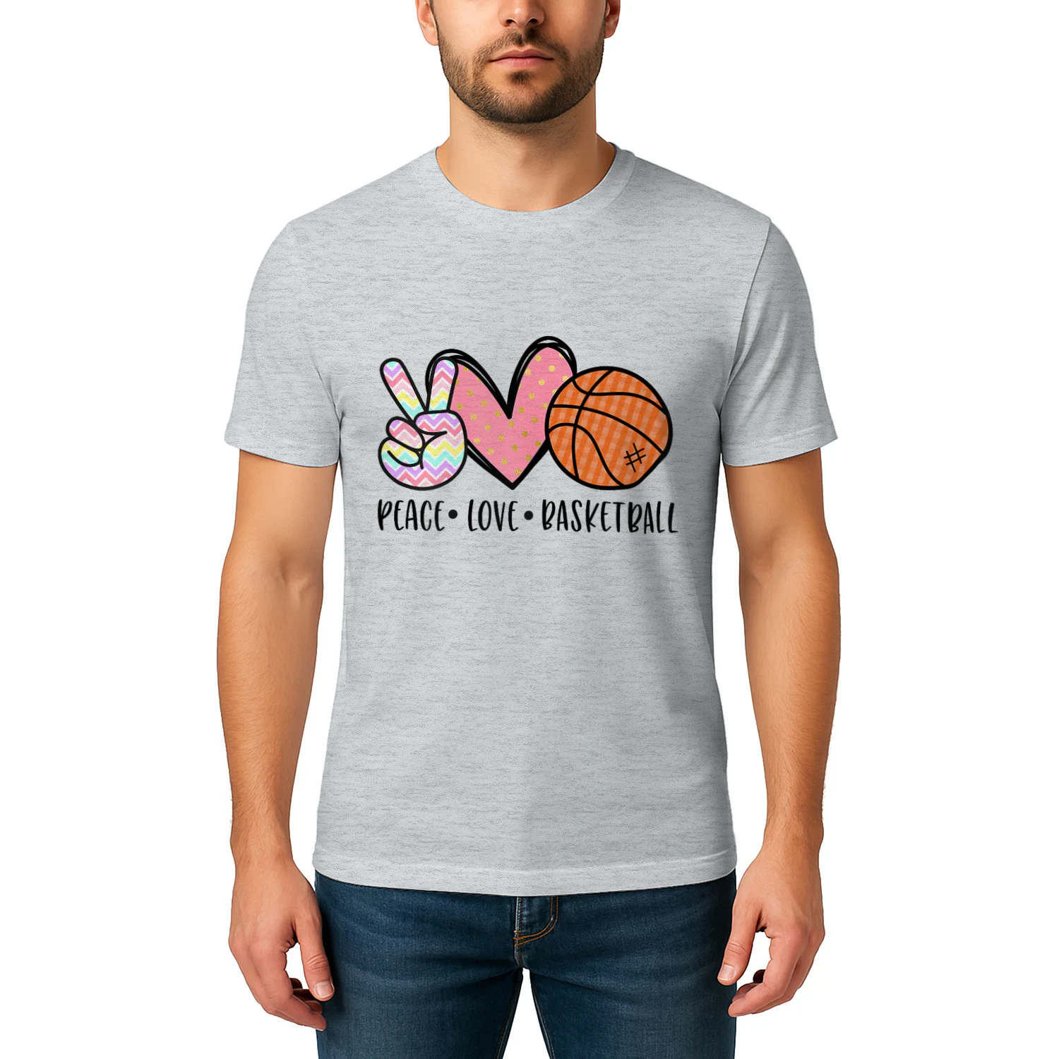 Peace Love Basketball Heart for Women Teens Tween Girls