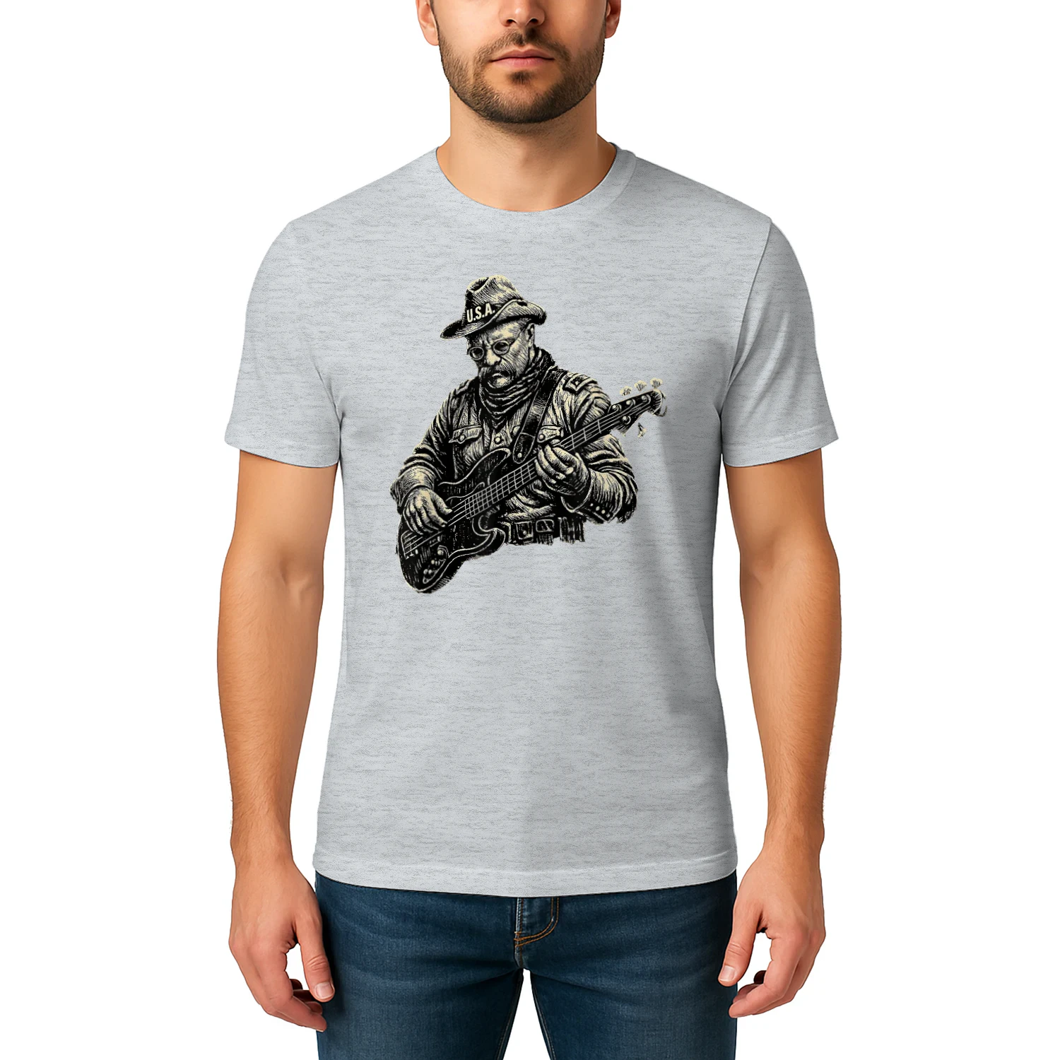 Teddy Theodore Roosevelt Playing Bass Guitar USA America
