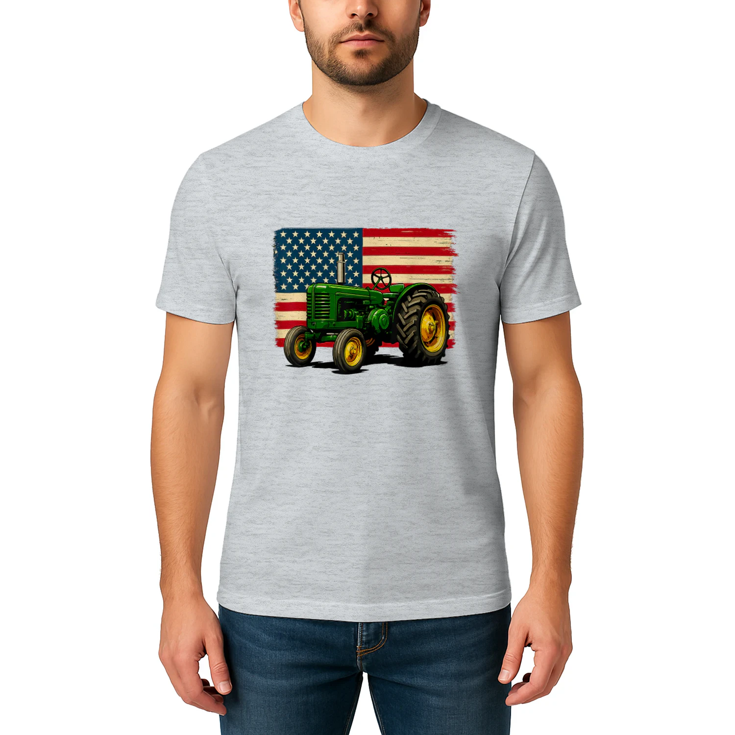 Farmer Tractor USA Flag 4th of July