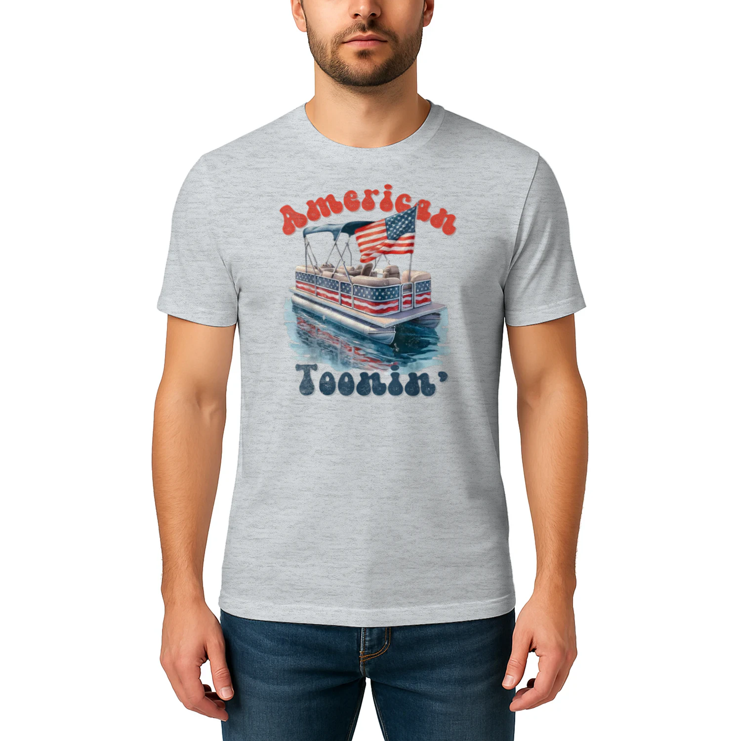 Patriotic Retro July 4th America Pontoon Boat