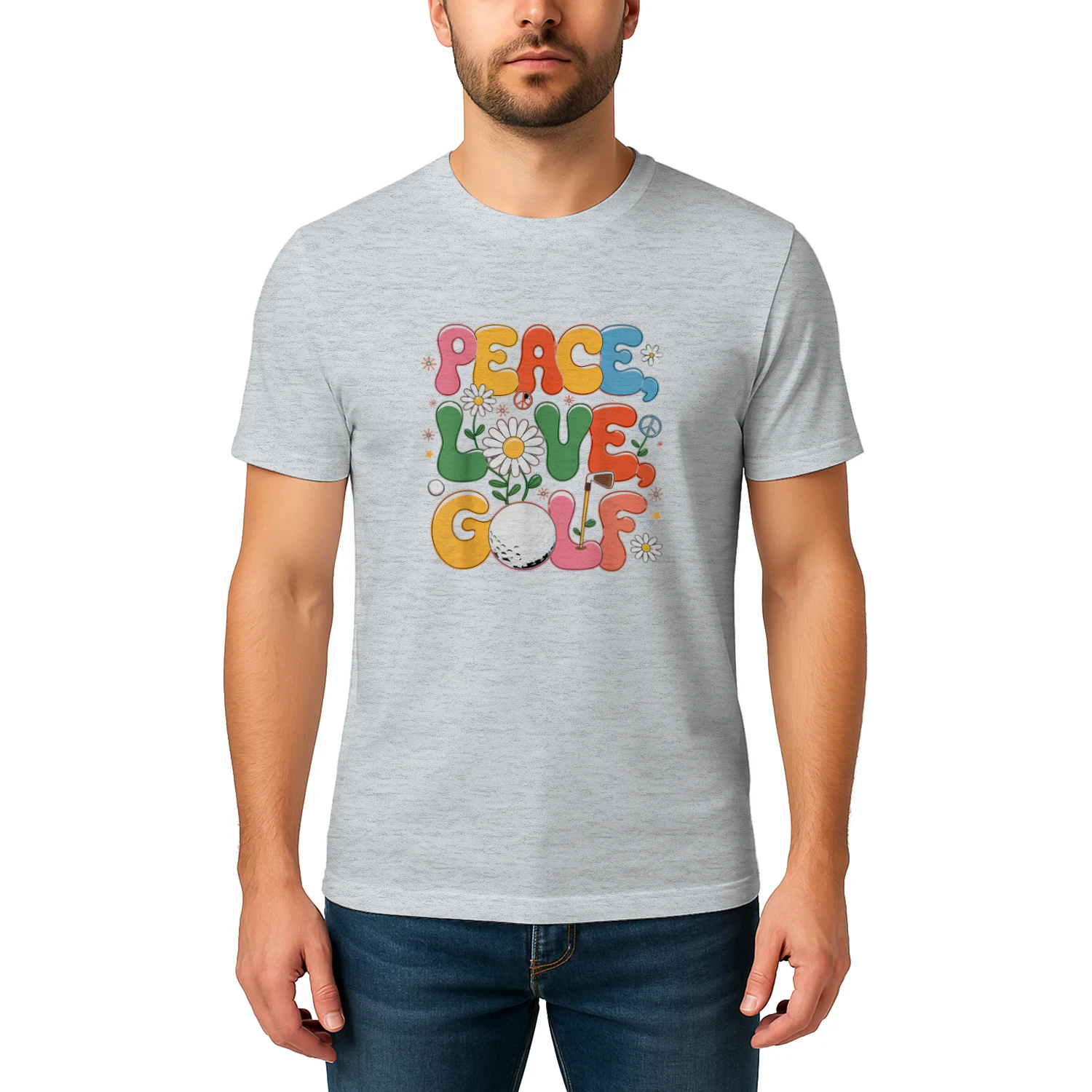 Peace Love Golf 60s 70s Hippie Retro Golfer