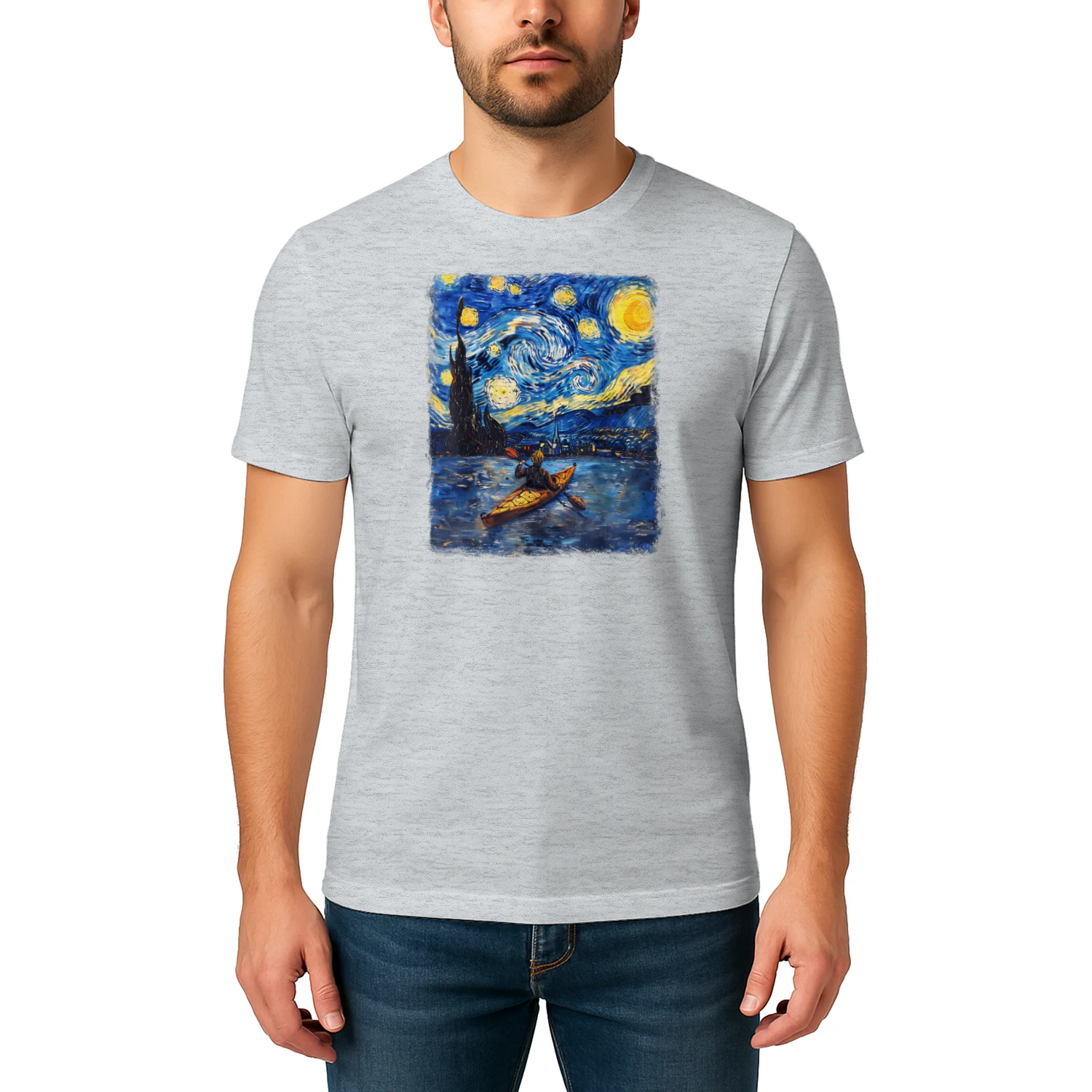 Kayaking Kayak Kayaker Starry Night Painting