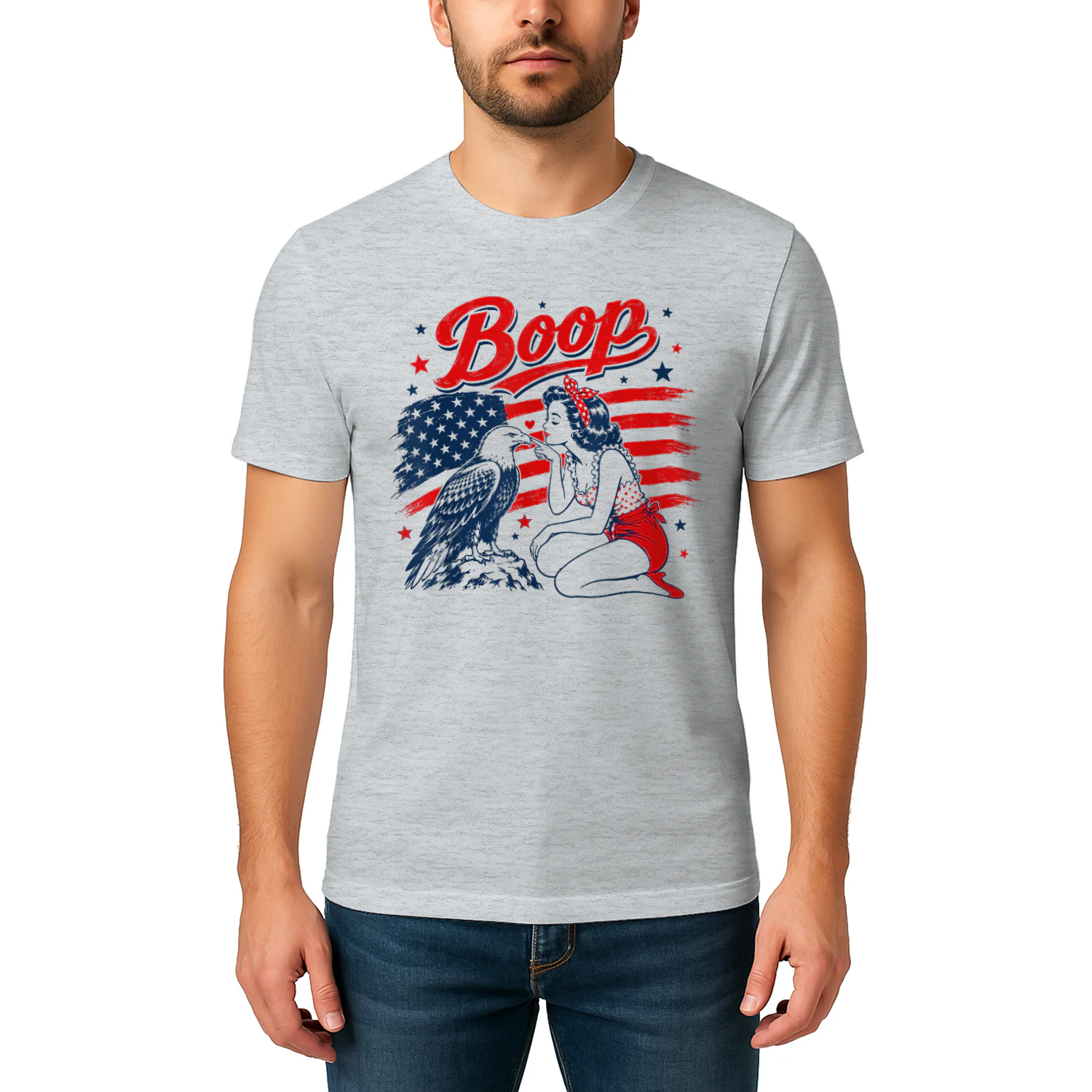 Boop Patriotic Pinup Girl Bald Eagle 4th of July