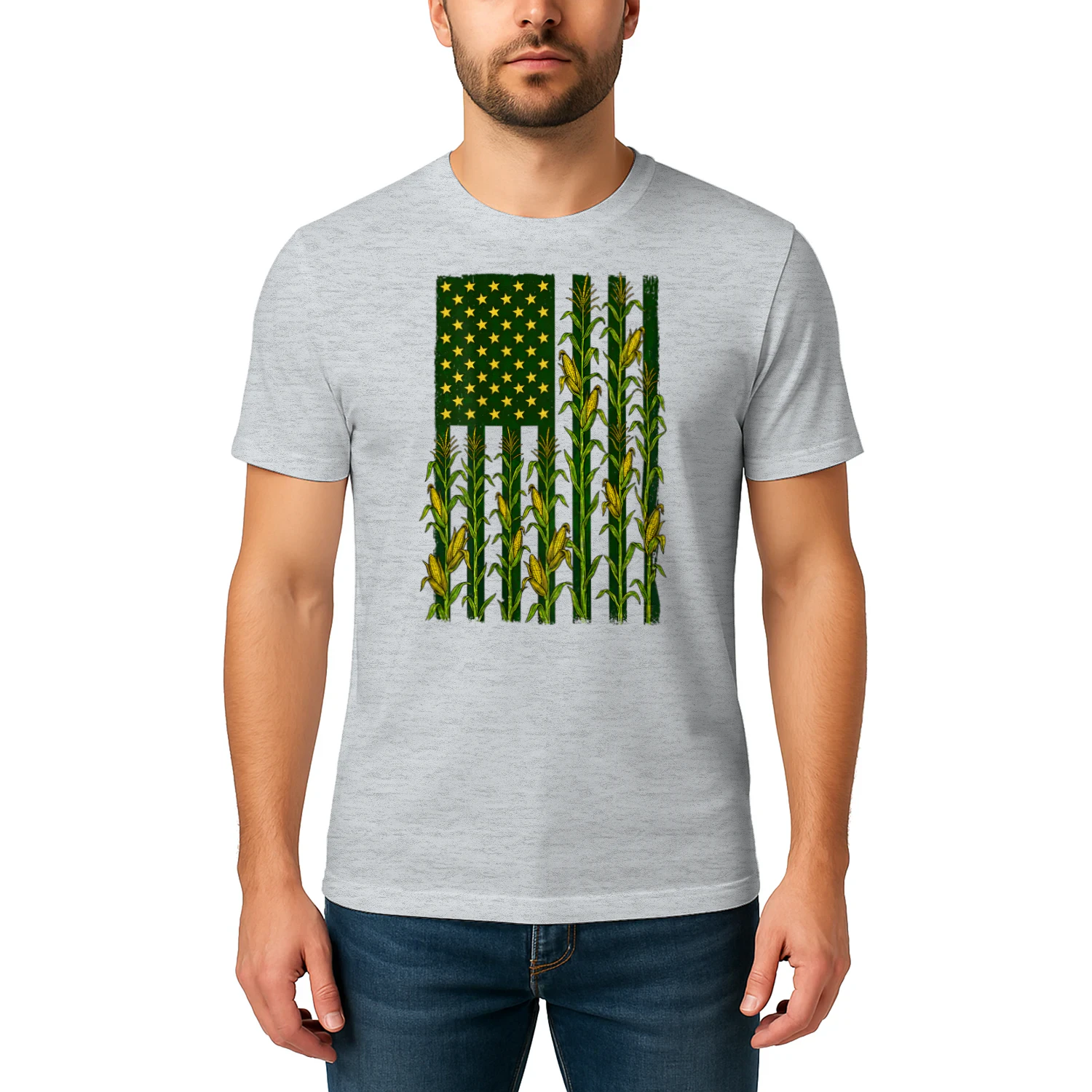 Back Vintage Corn American Flag Patriotic Farmer